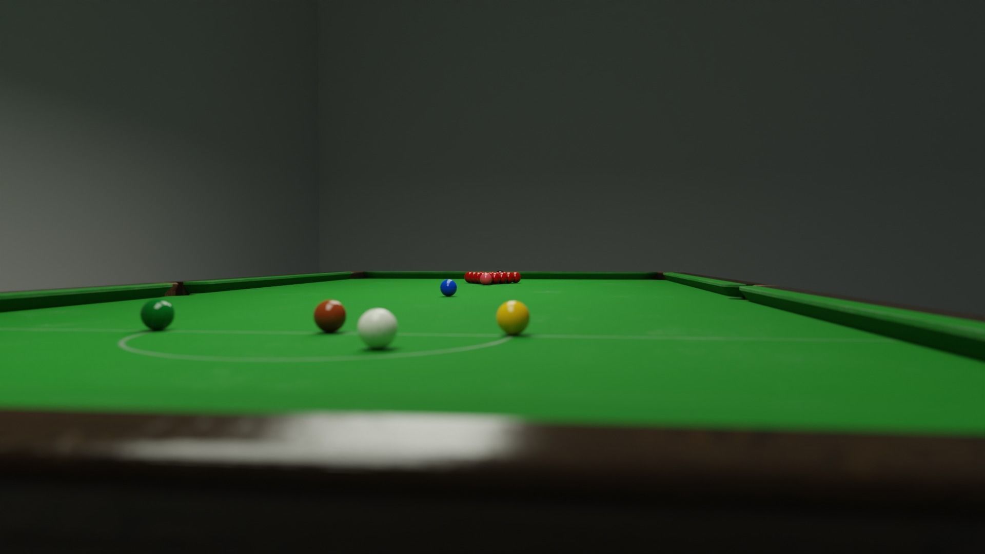 Snooker table with cues 3D model_2