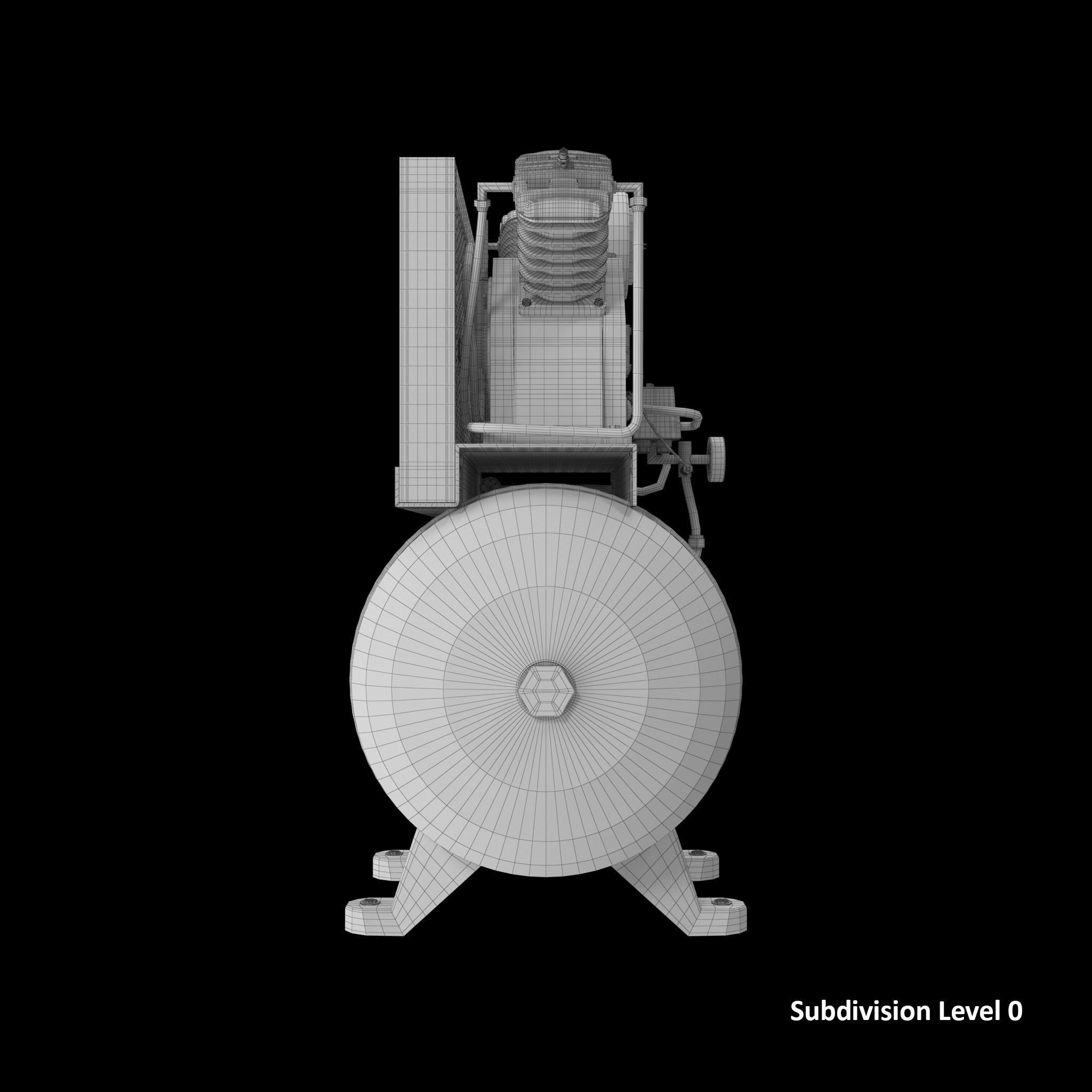 SO Air Compressor Stationary 40 gallon Single Phase Low-poly 3D model_20
