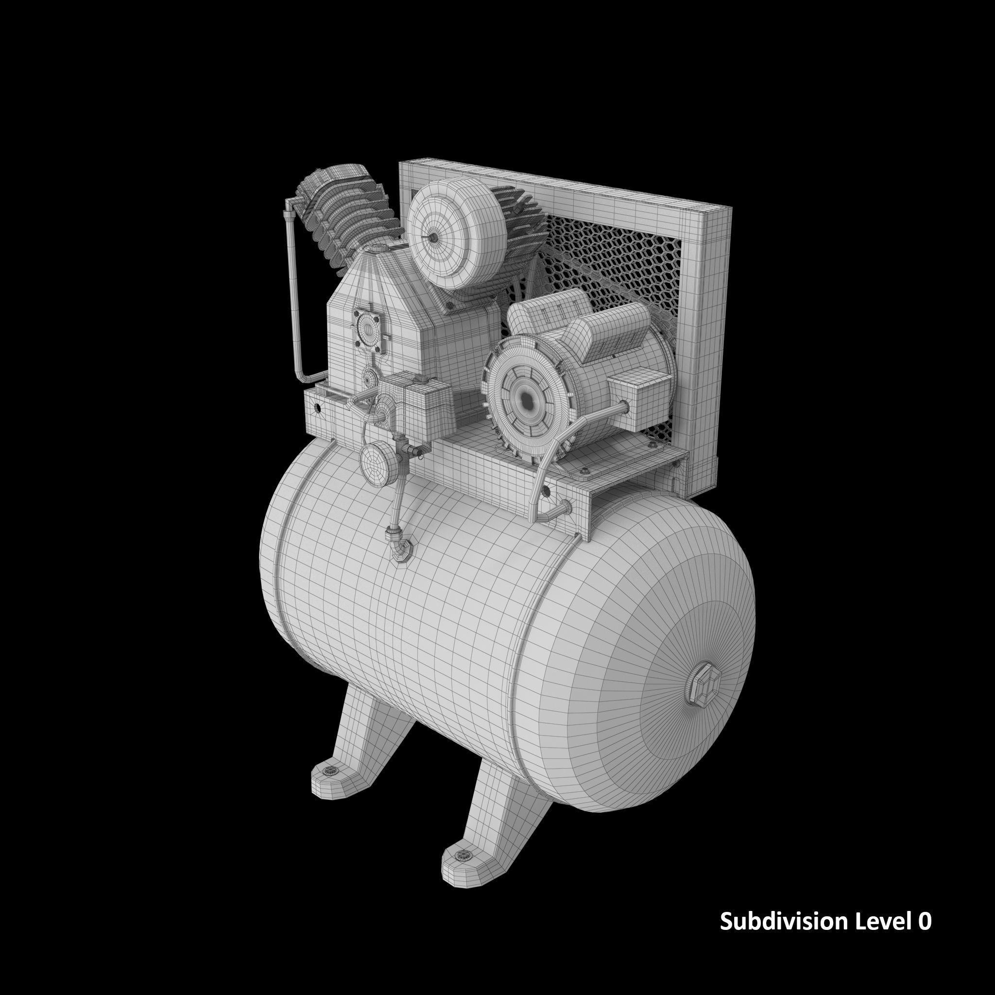 SO Air Compressor Stationary 40 gallon Single Phase Low-poly 3D model_10