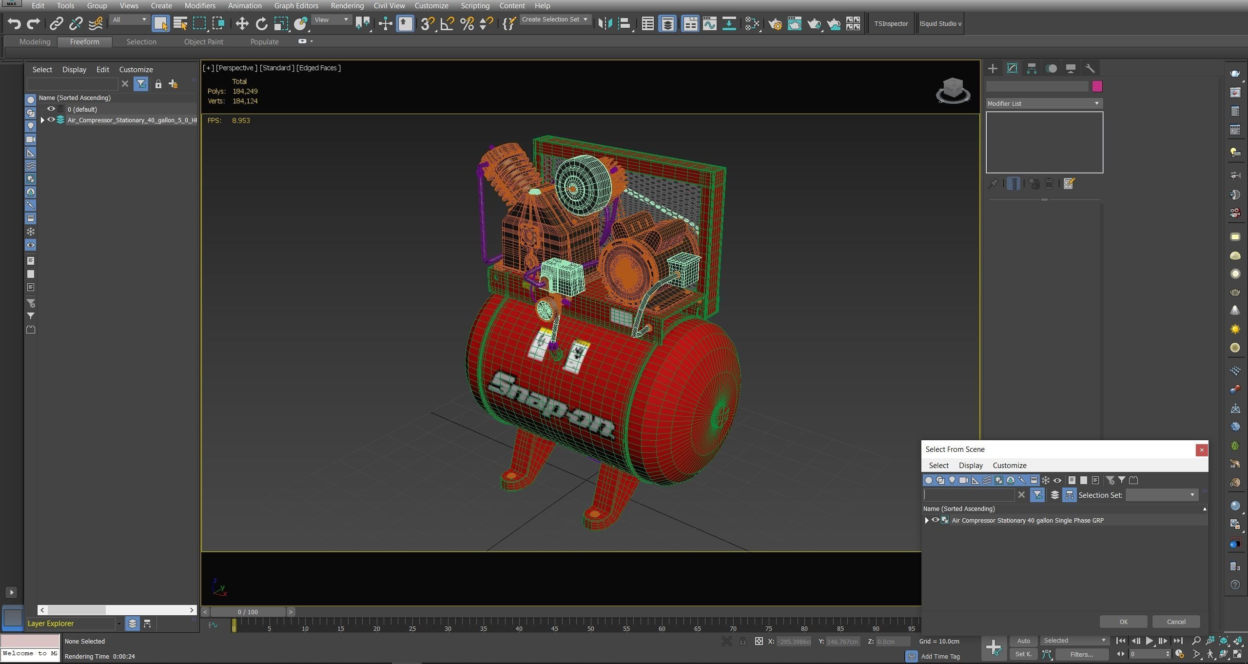 SO Air Compressor Stationary 40 gallon Single Phase Low-poly 3D model_28