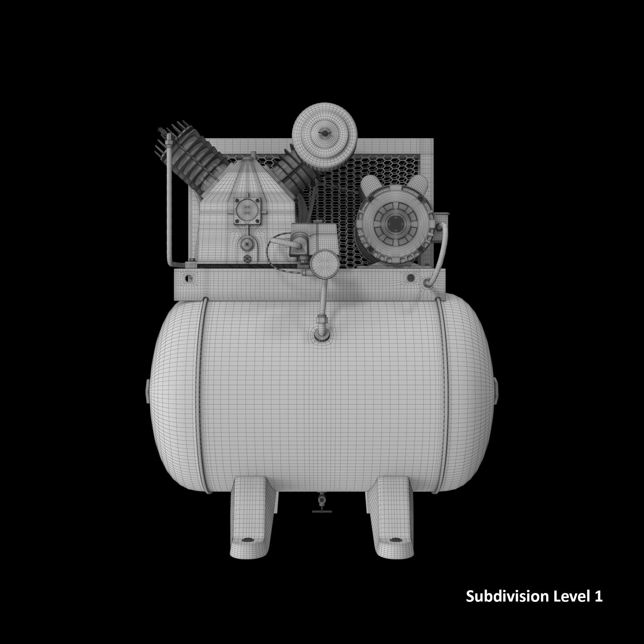 SO Air Compressor Stationary 40 gallon Single Phase Low-poly 3D model_15