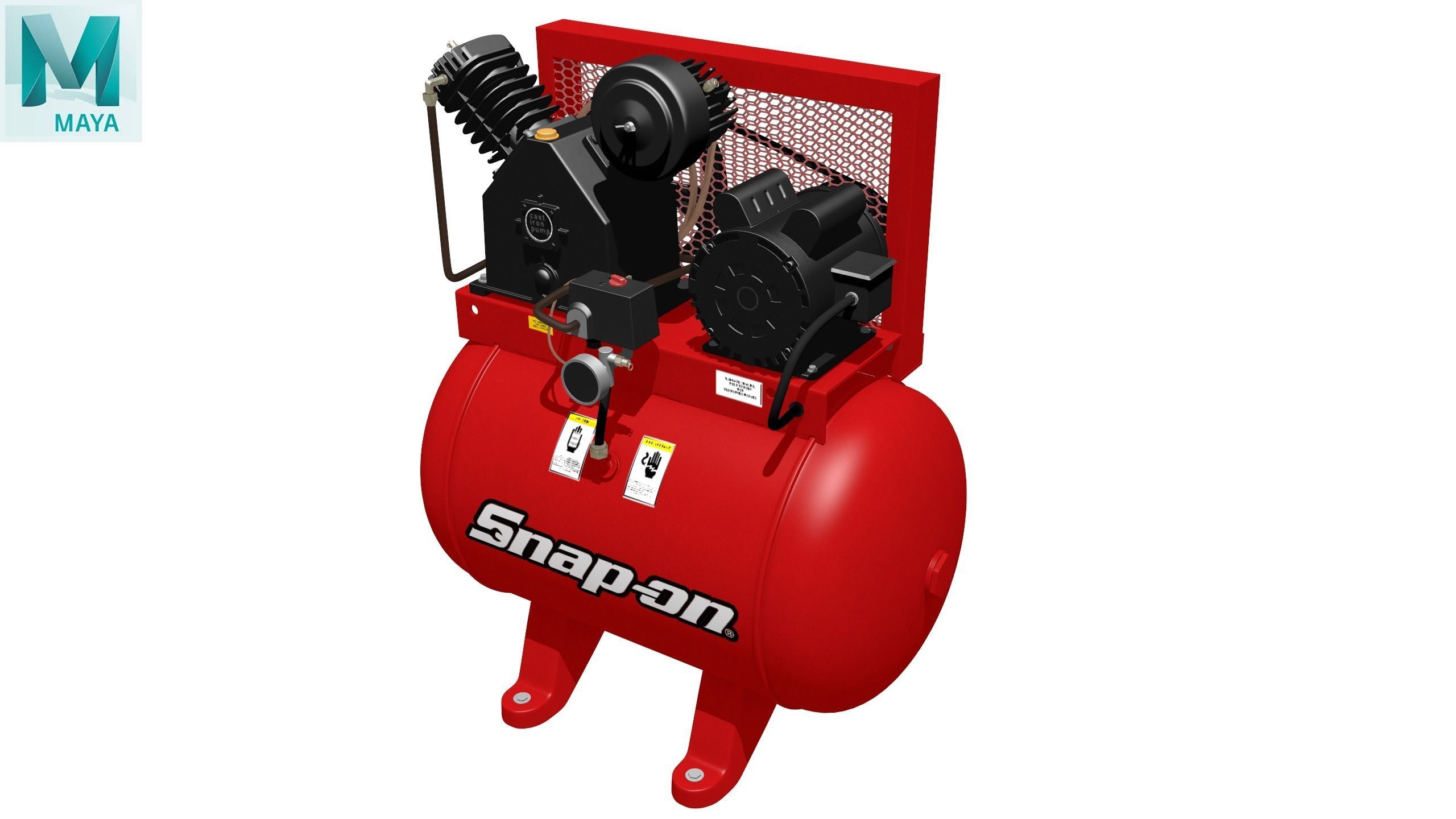 SO Air Compressor Stationary 40 gallon Single Phase Low-poly 3D model_29