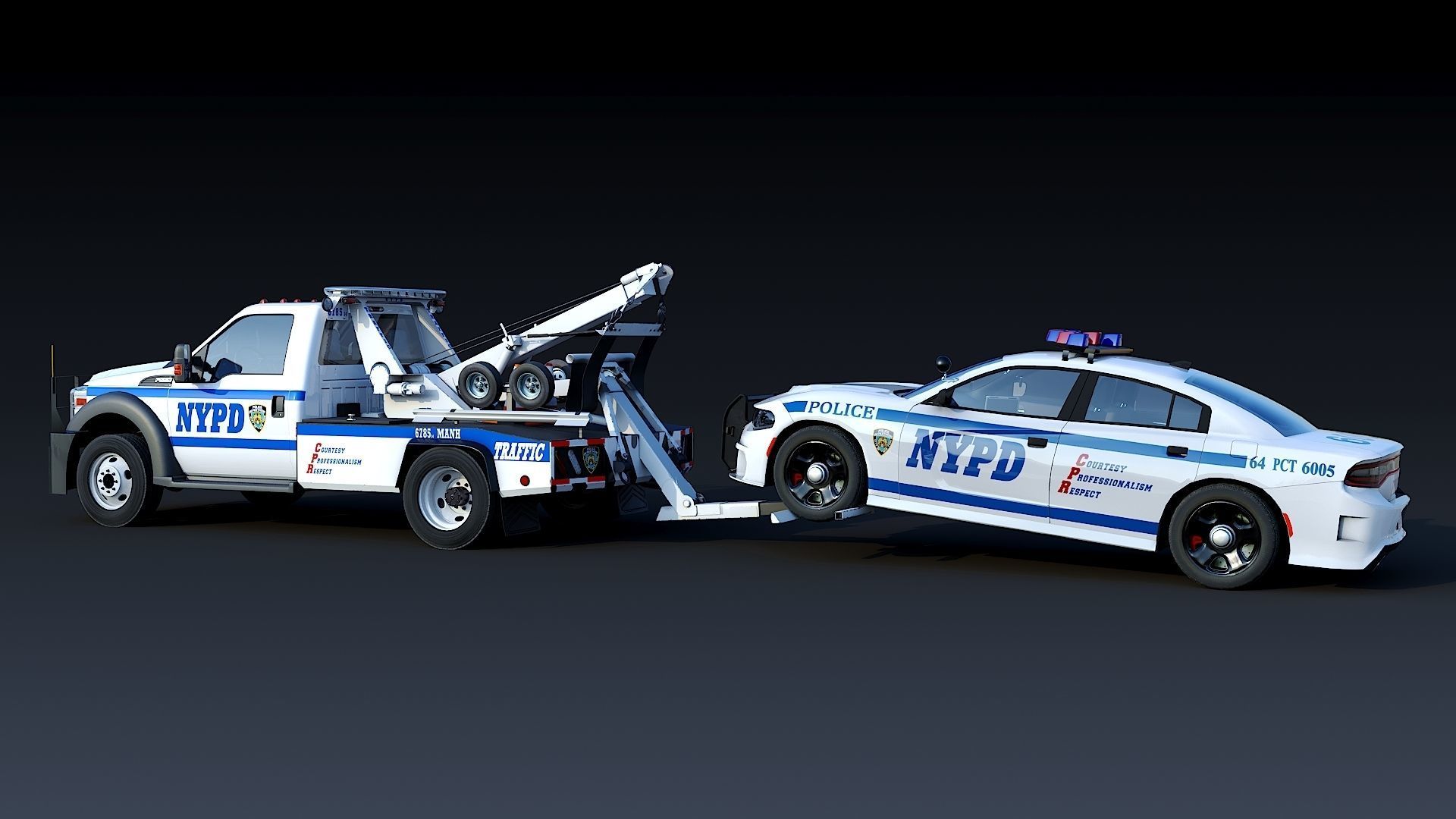 Tow truck NYPD Low-poly 3D model_39