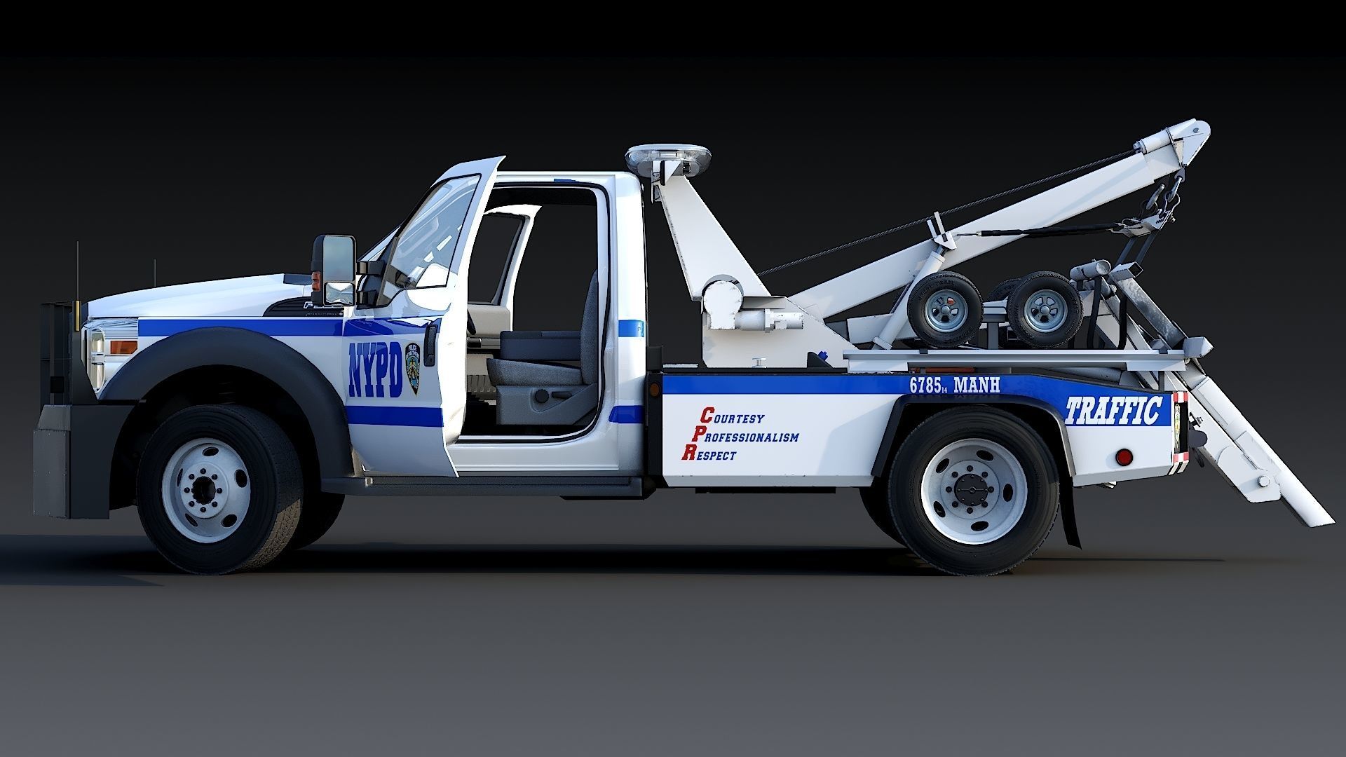 Tow truck NYPD Low-poly 3D model_4