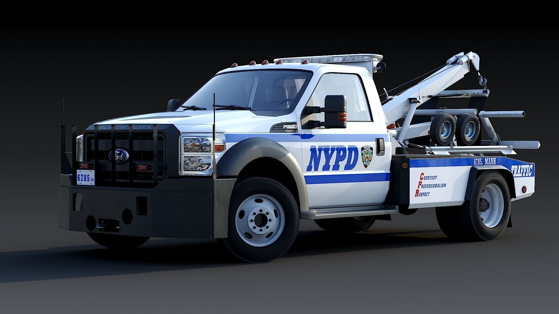 Tow truck NYPD Low-poly 3D model_3