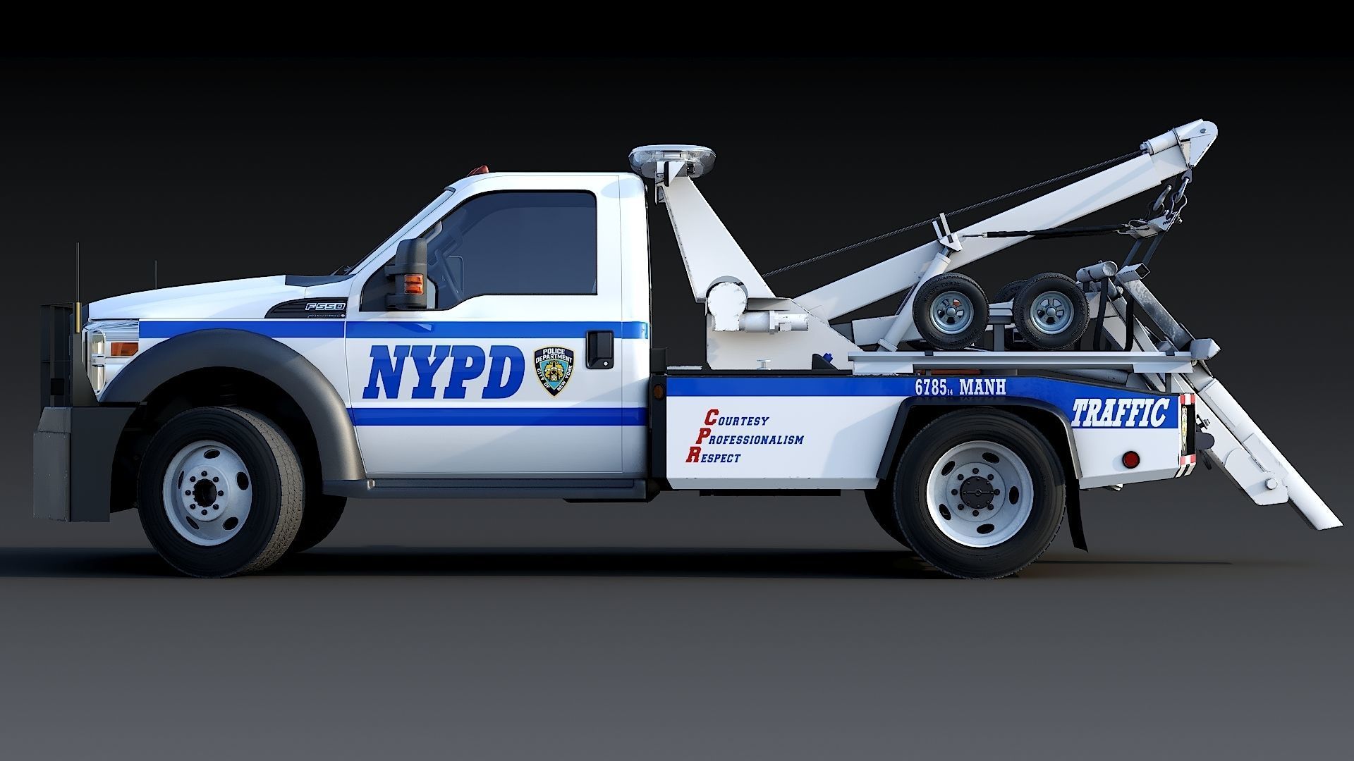 Tow truck NYPD Low-poly 3D model_6