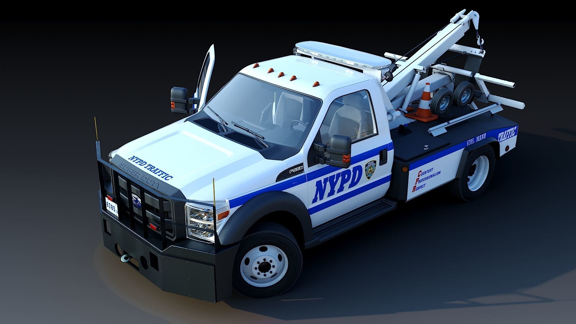 Tow truck NYPD Low-poly 3D model_8