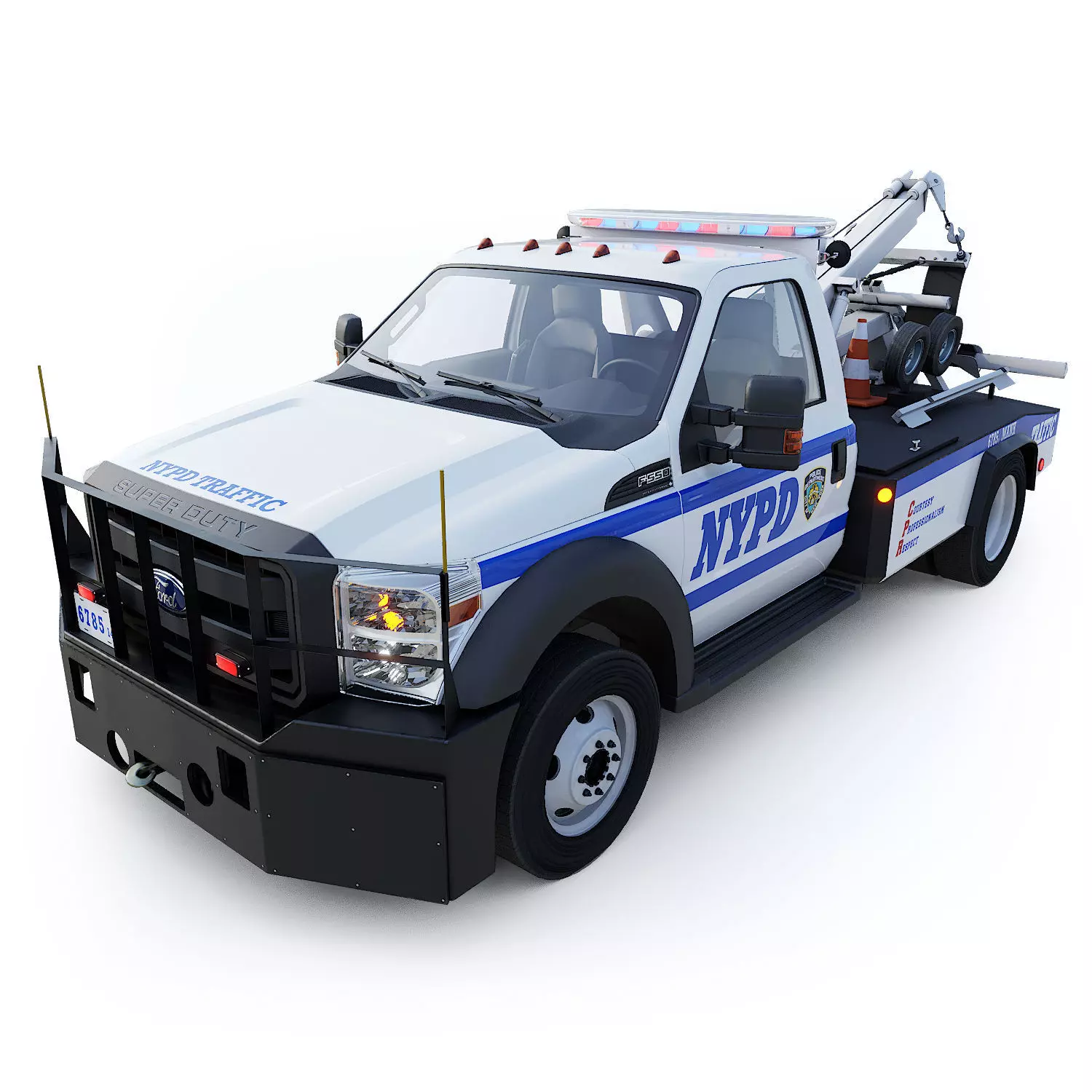Tow truck NYPD Low-poly 3D model_0