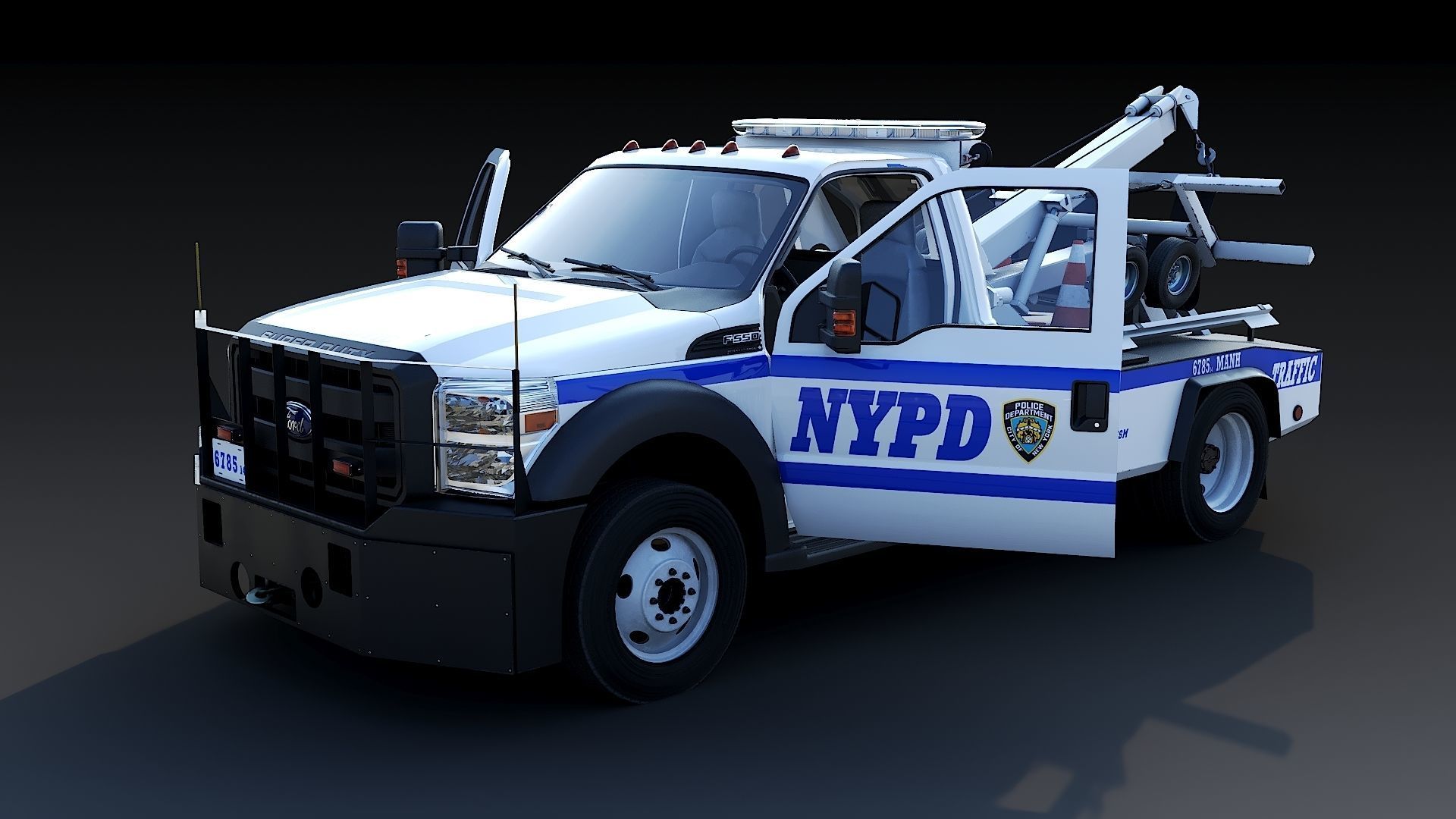 Tow truck NYPD Low-poly 3D model_5