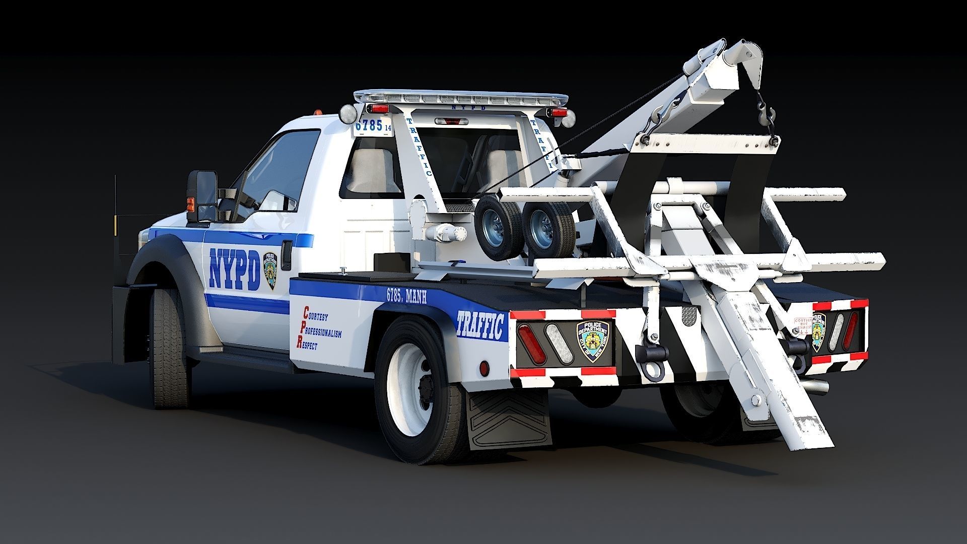 Tow truck NYPD Low-poly 3D model_10