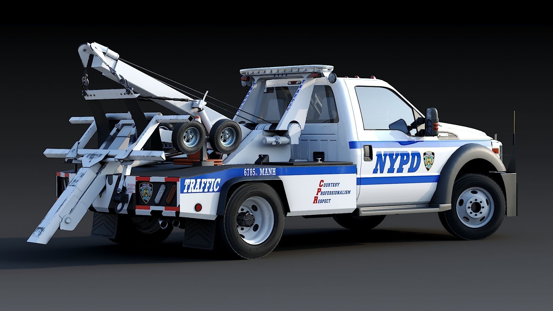Tow truck NYPD Low-poly 3D model_7