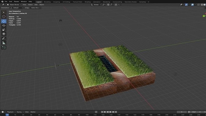 Water and grass movement 3D model