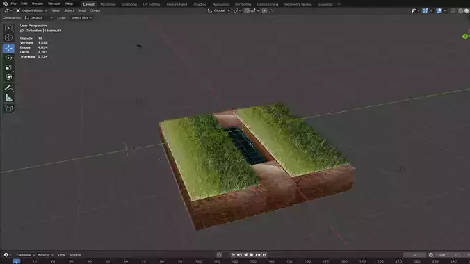 Water and grass movement 3D model