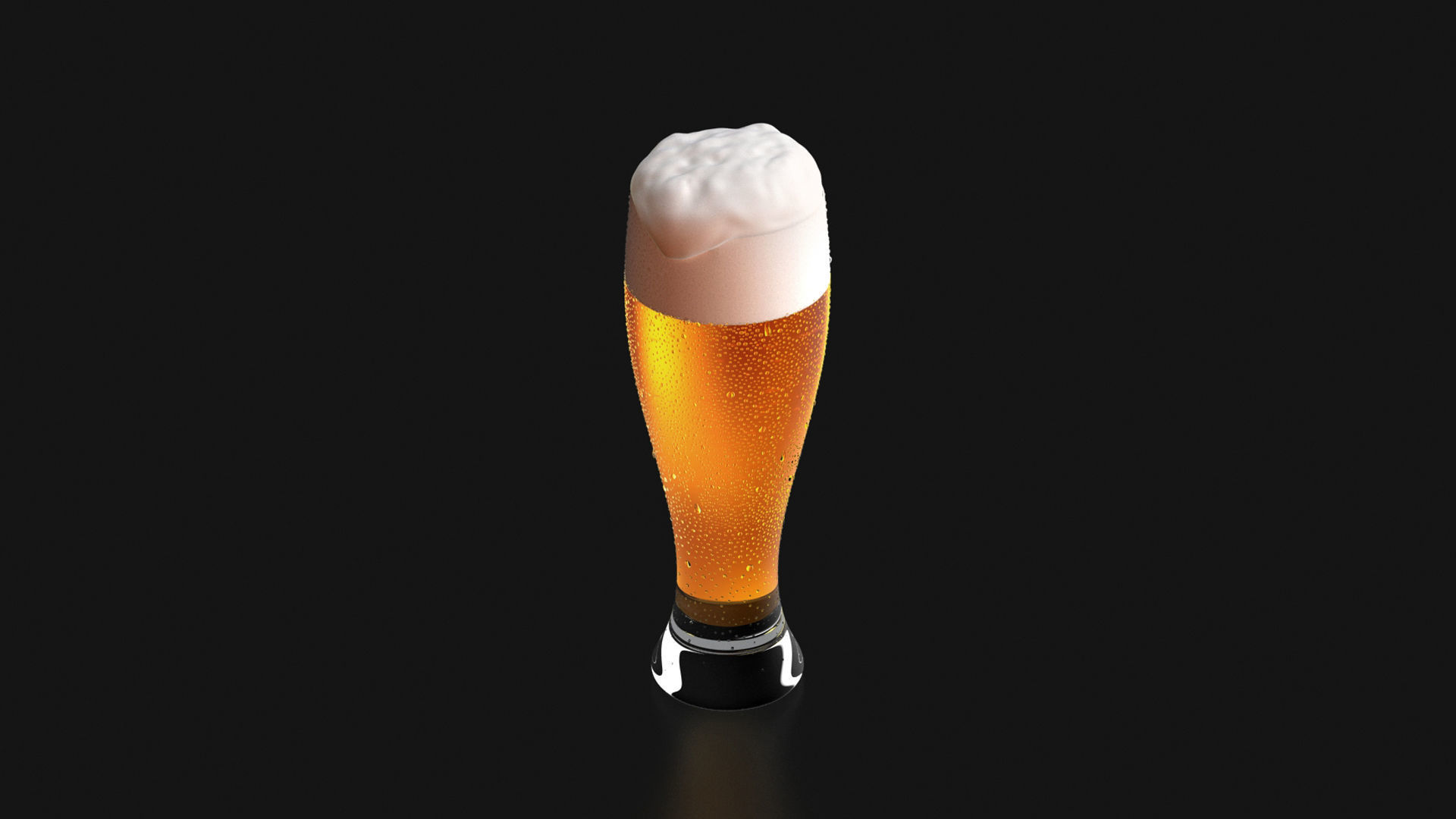 Beer Glass on dark background - drinking glas with drops 3D model_1