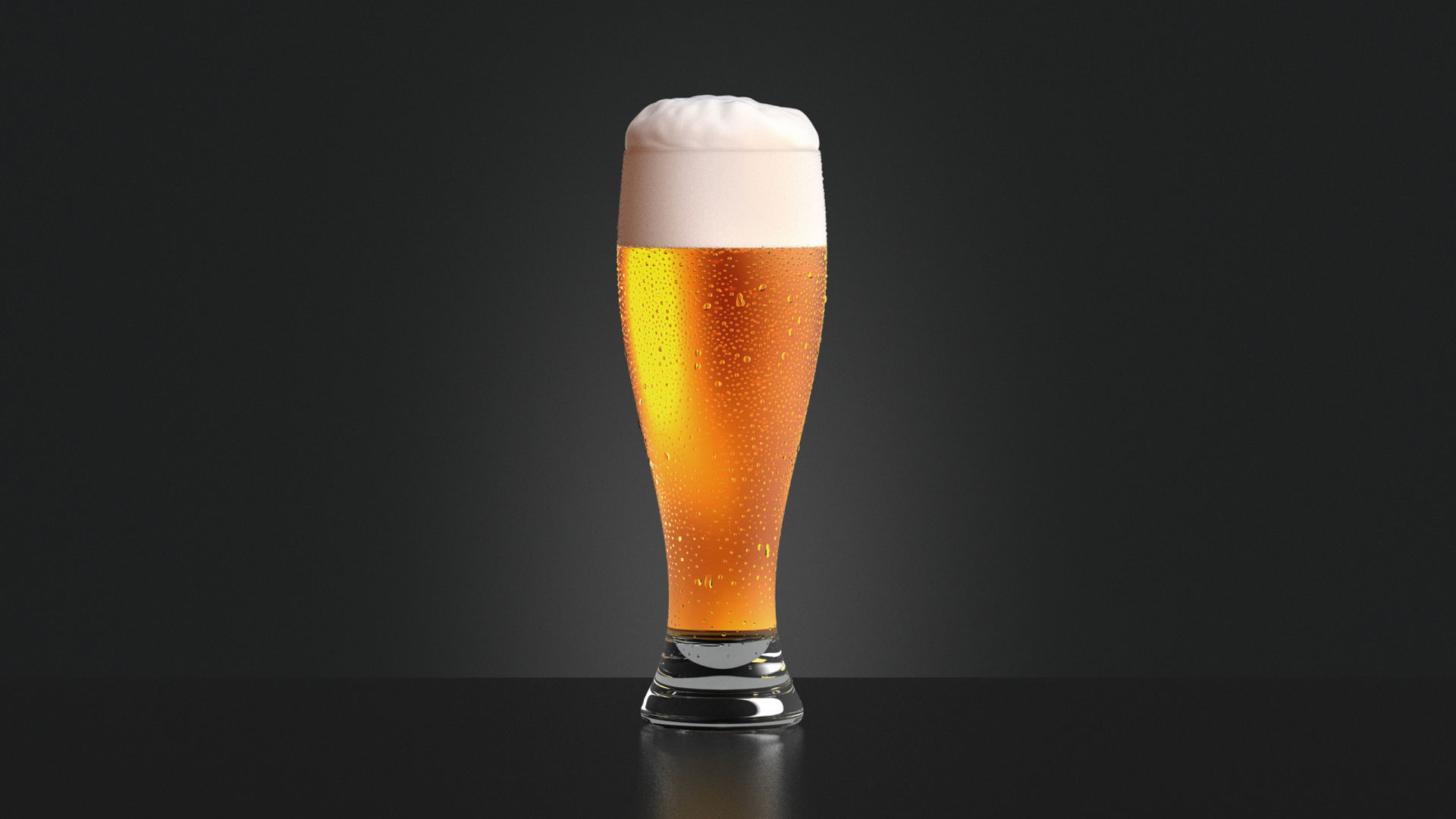 Beer Glass on dark background - drinking glas with drops 3D model_4
