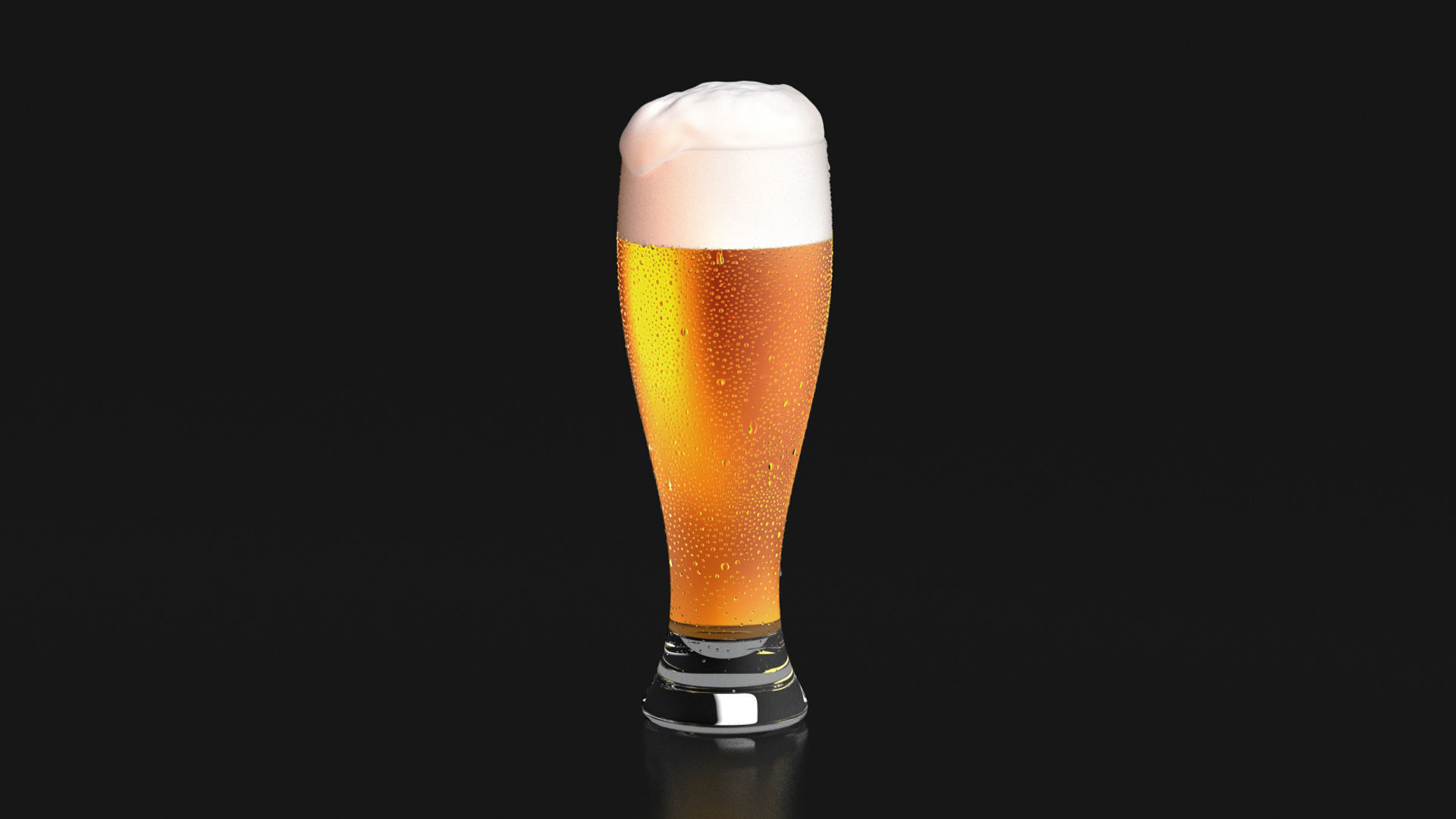 Beer Glass on dark background - drinking glas with drops 3D model_2