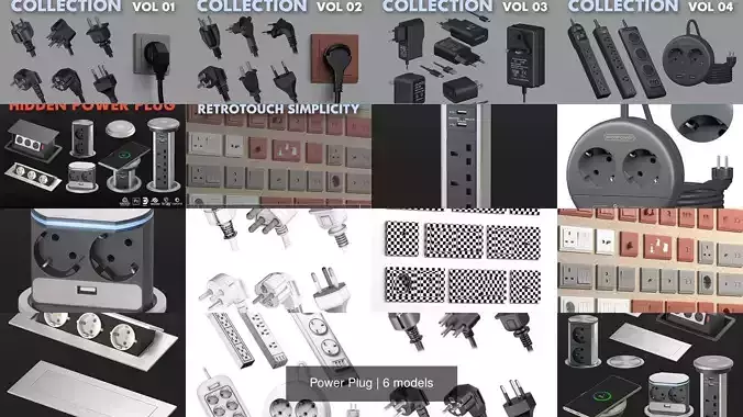 Power Plug 3D Model Collection