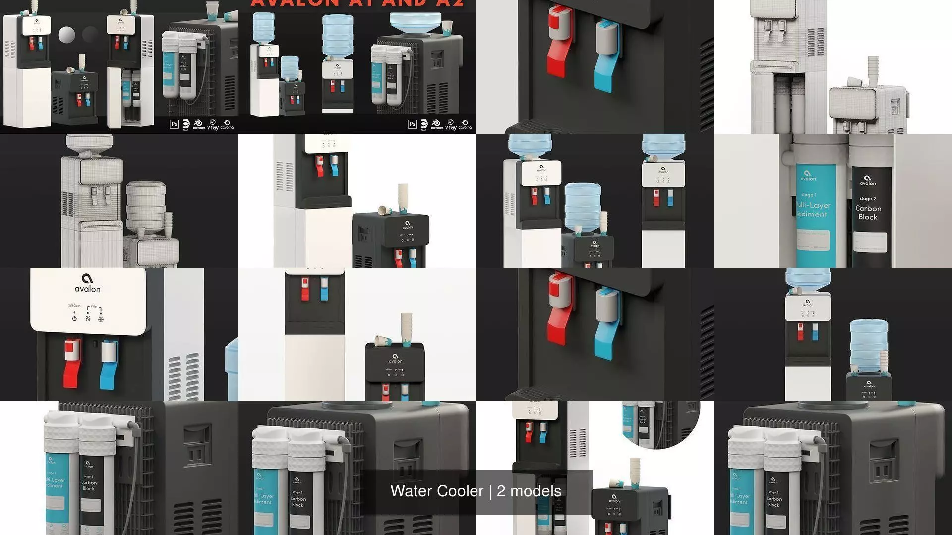 Water Cooler 3D Model Collection_0