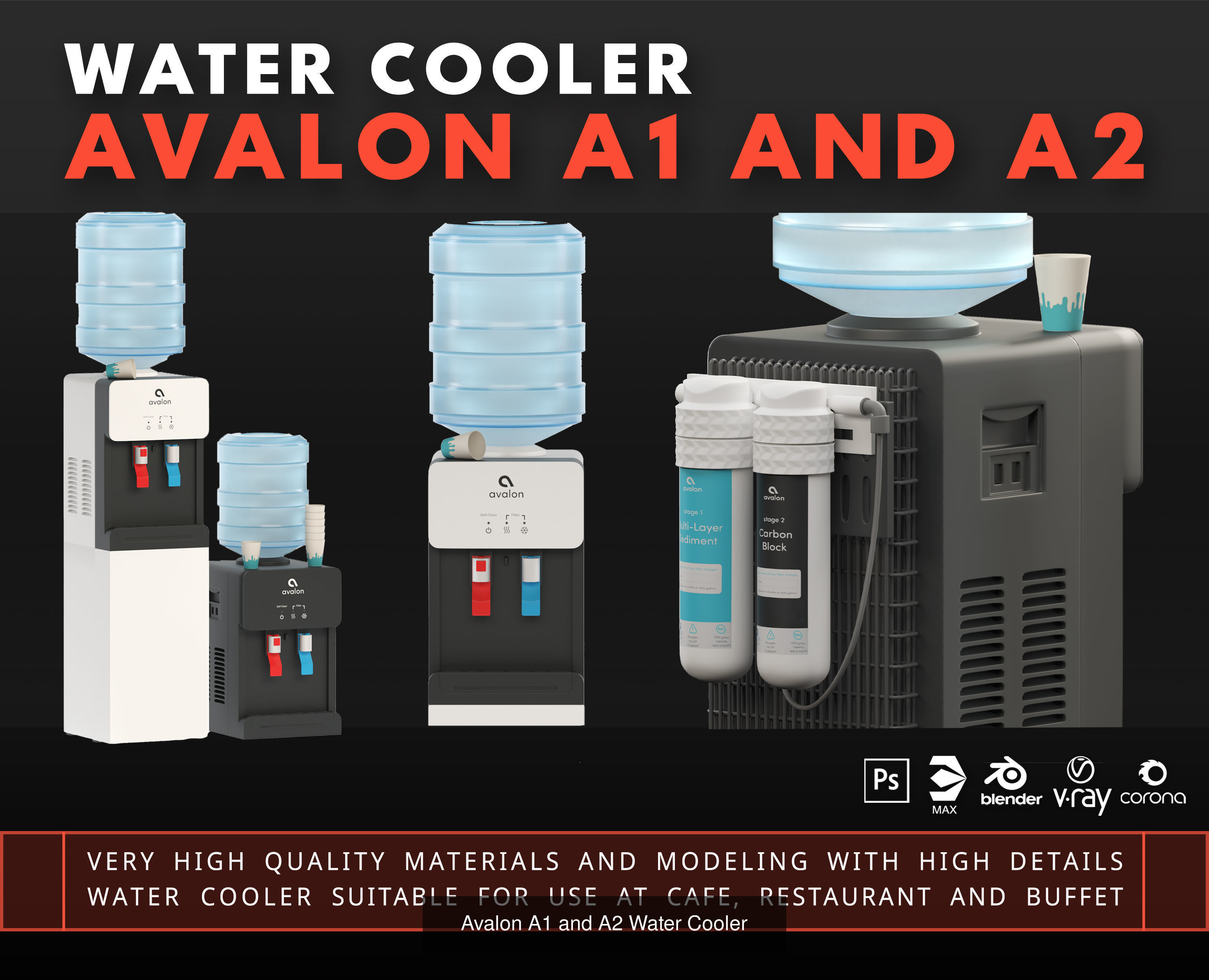 Water Cooler 3D Model Collection_2