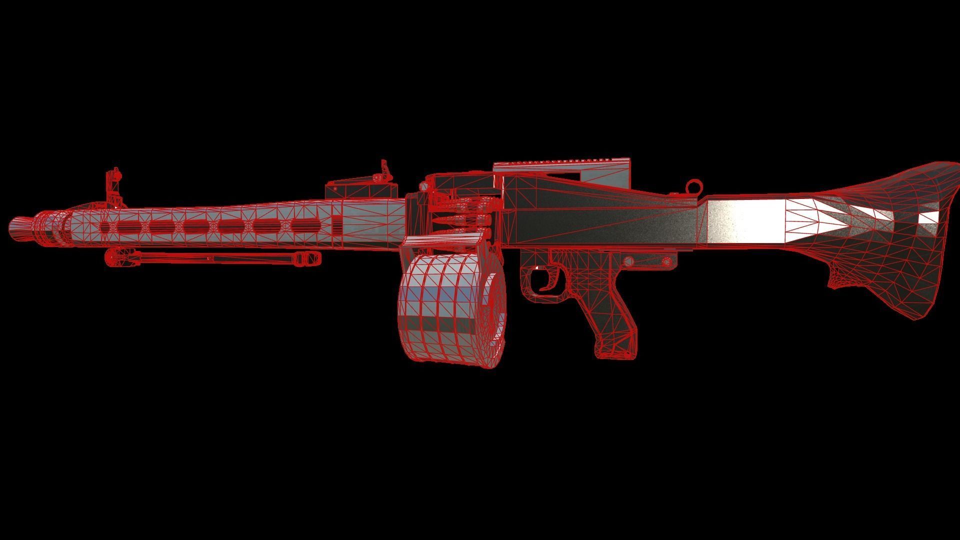 Low-Poly Light Machine MG42 3D Model Low-poly 3D model_10