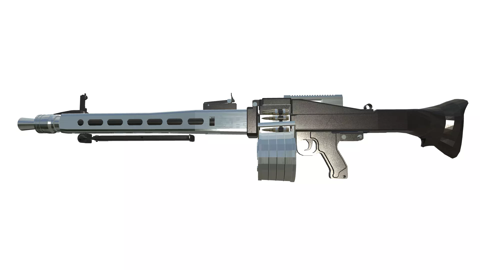 Low-Poly Light Machine MG42 3D Model Low-poly 3D model_0