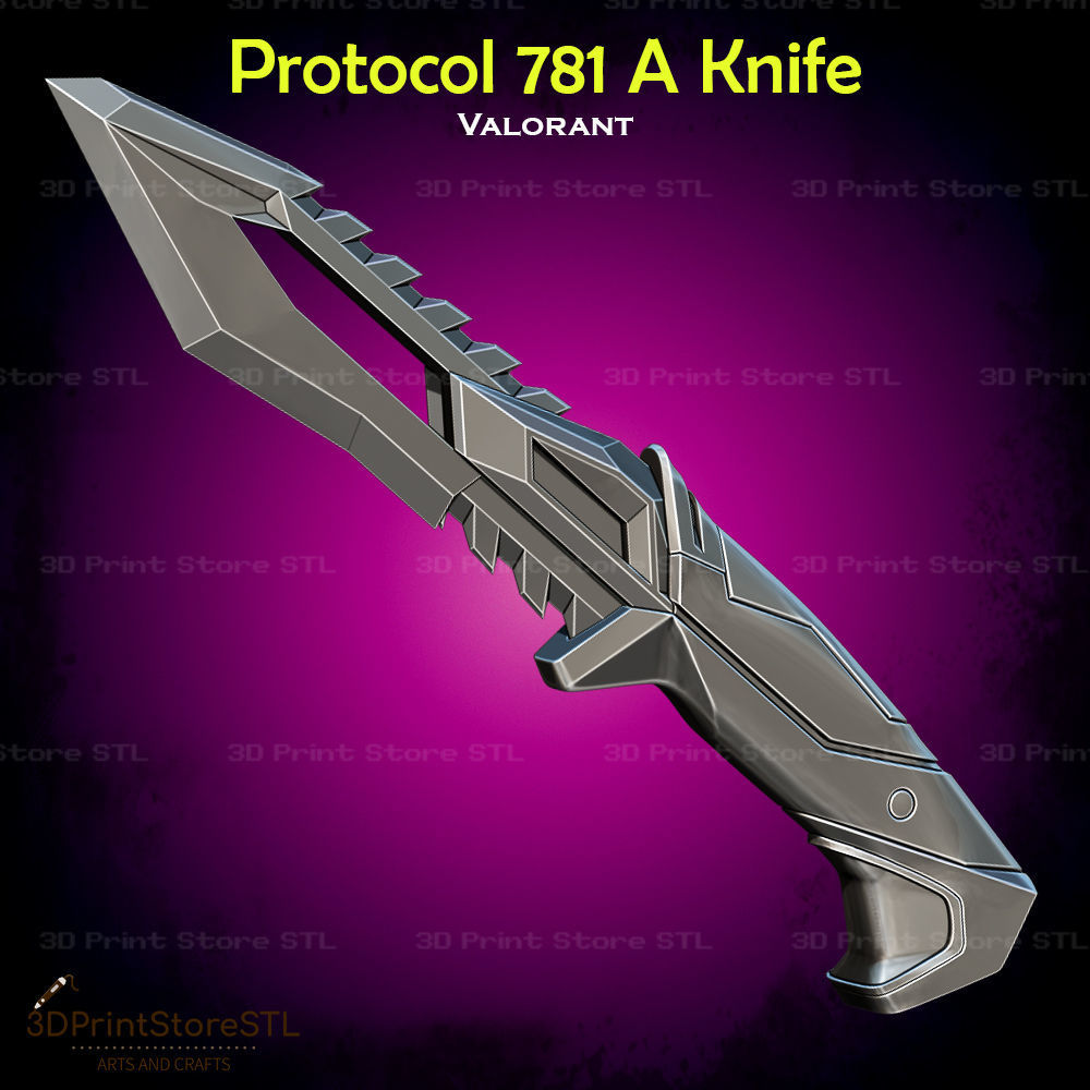 Protocol 781 Knife Cosplay Valorant - STL File 3D print model_1