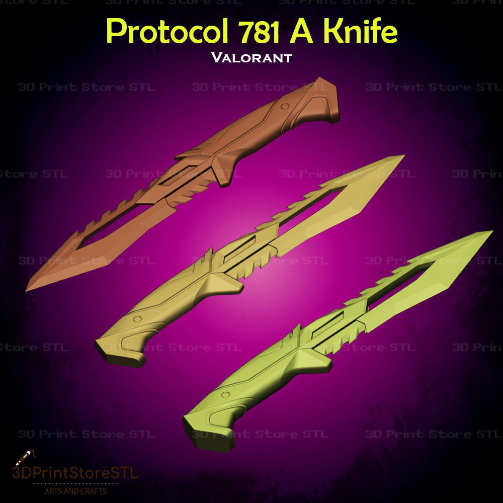 Protocol 781 Knife Cosplay Valorant - STL File 3D print model_3