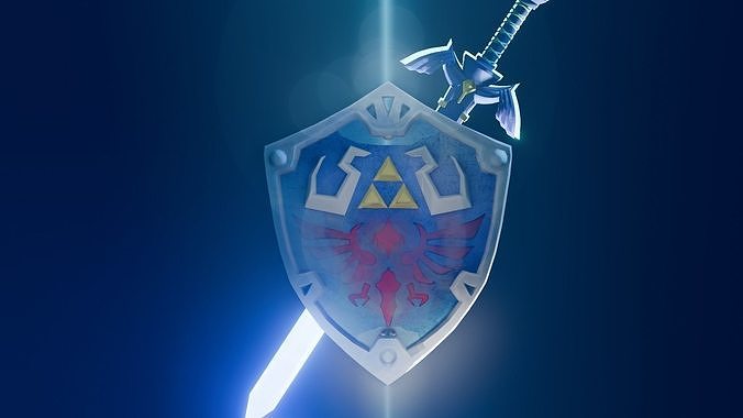 Shield and sword of legend of zelda  Free low-poly 3D model