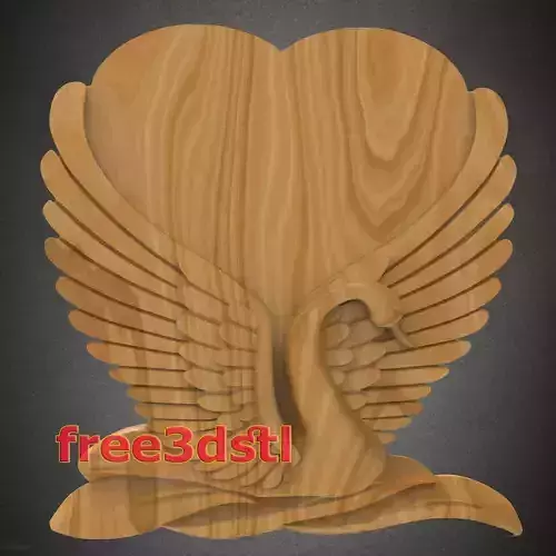 Swan with heart 3D STL Model for CNC Router 
