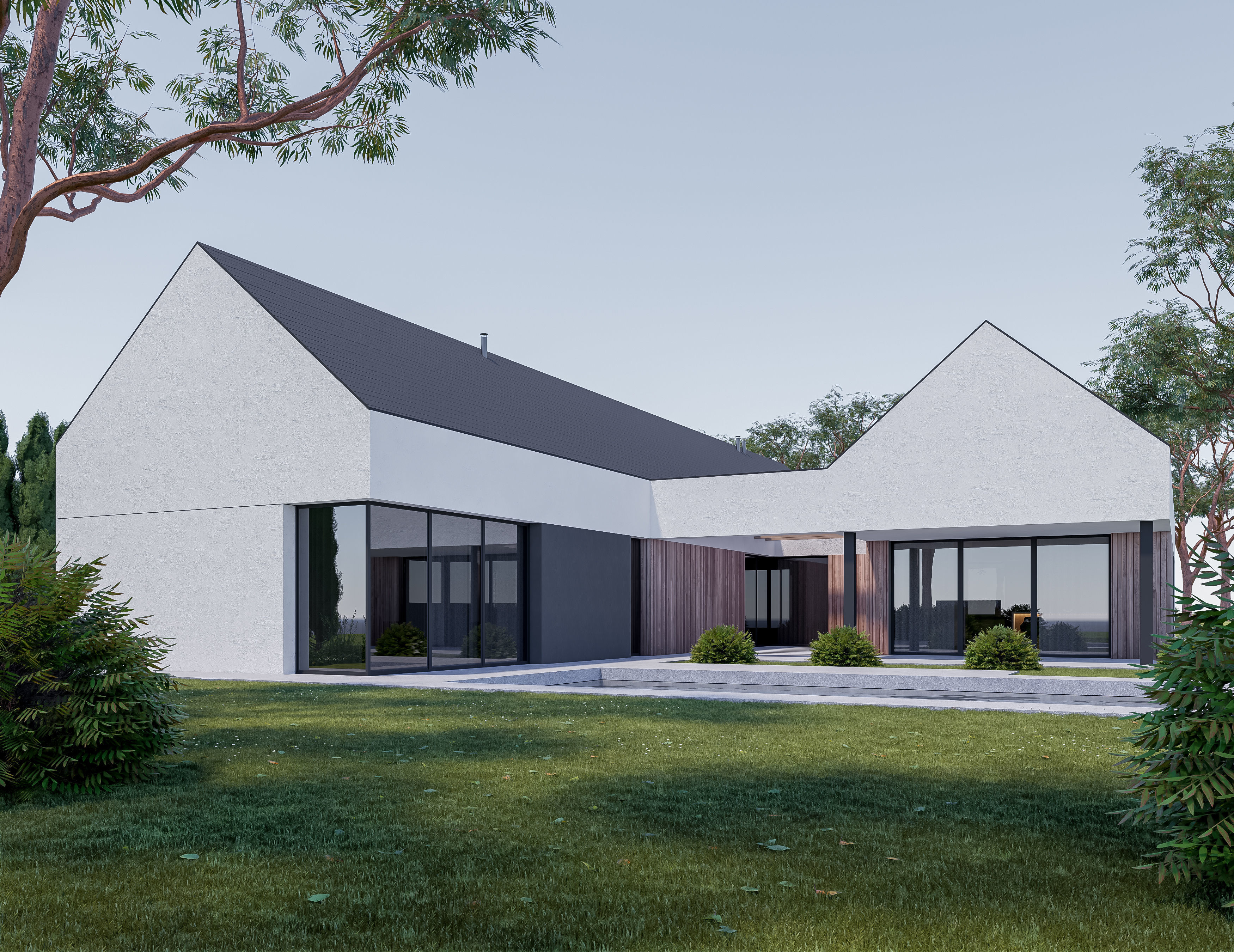 Family House 25 - Created with fully parametric Revit Families Low-poly 3D model_4