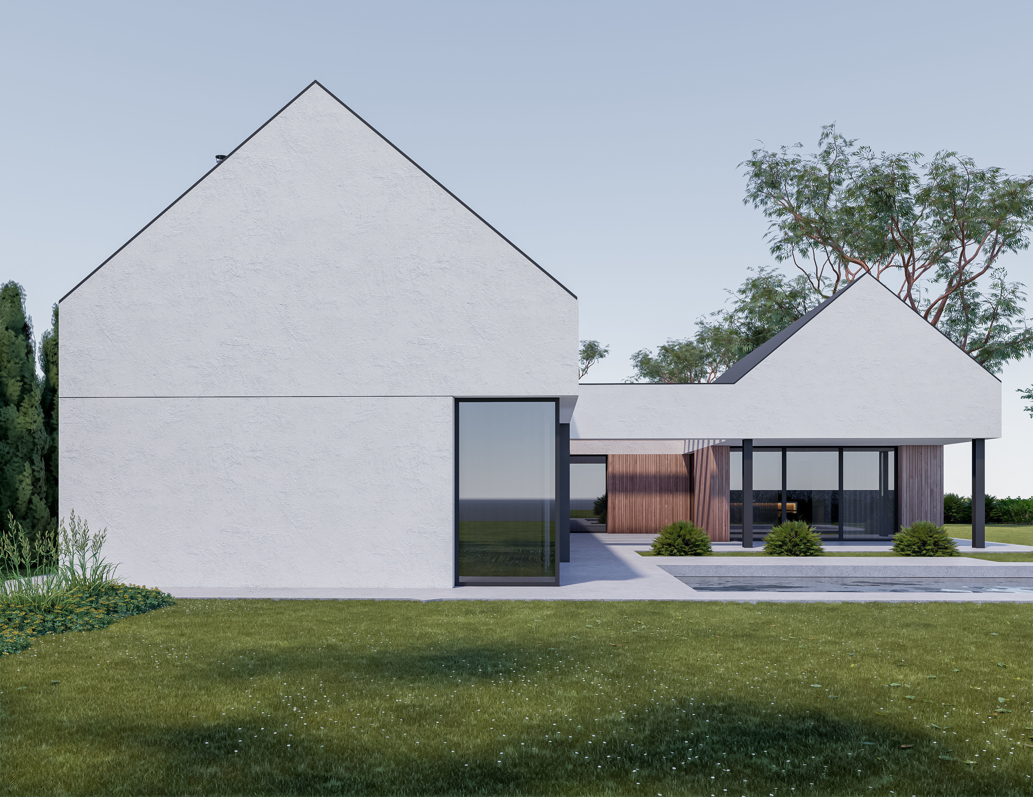 Family House 25 - Created with fully parametric Revit Families Low-poly 3D model_2