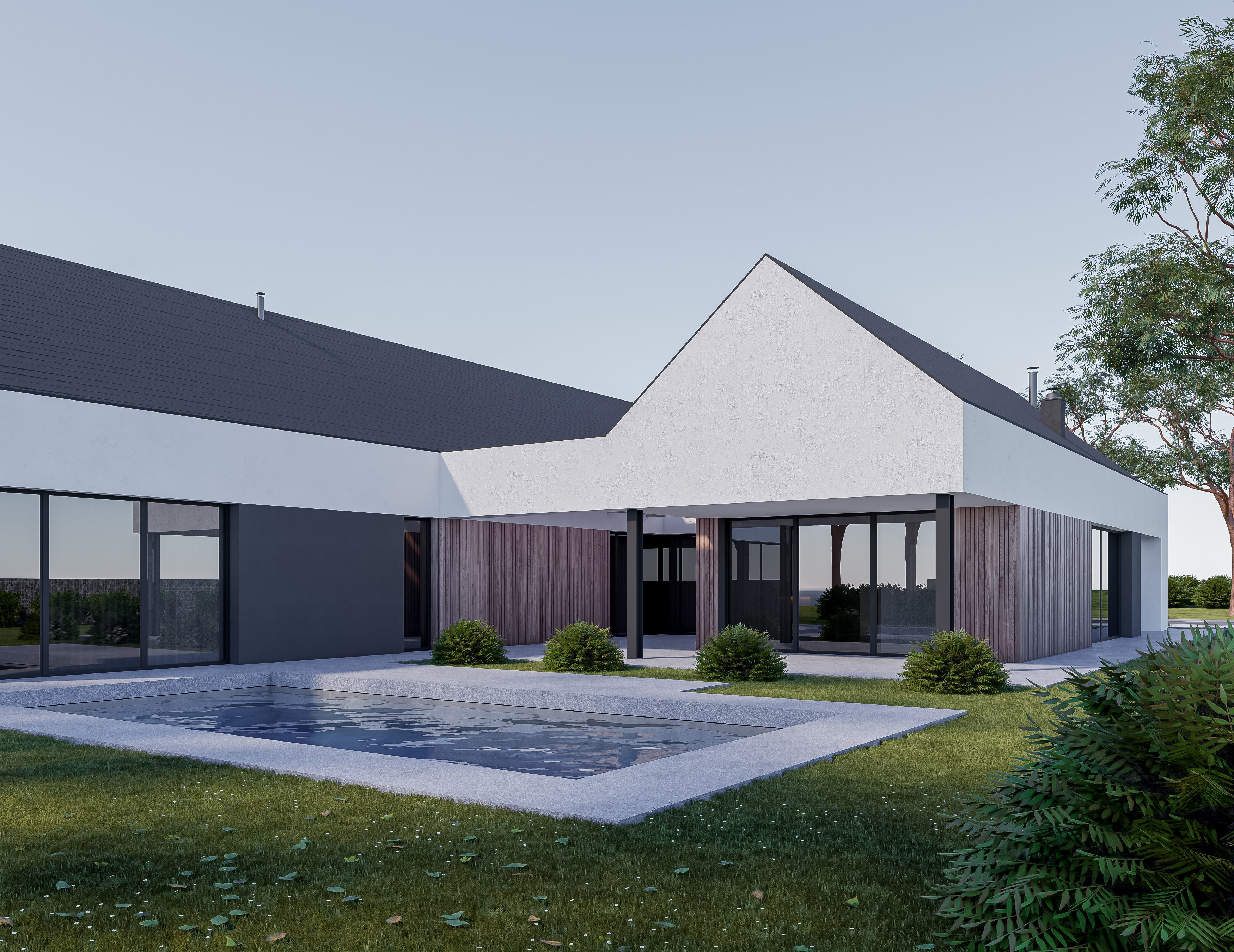 Family House 25 - Created with fully parametric Revit Families Low-poly 3D model_3