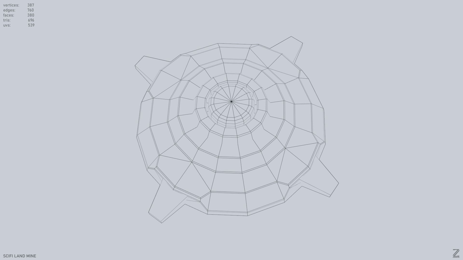 Sci fi land mine Low-poly 3D model_13