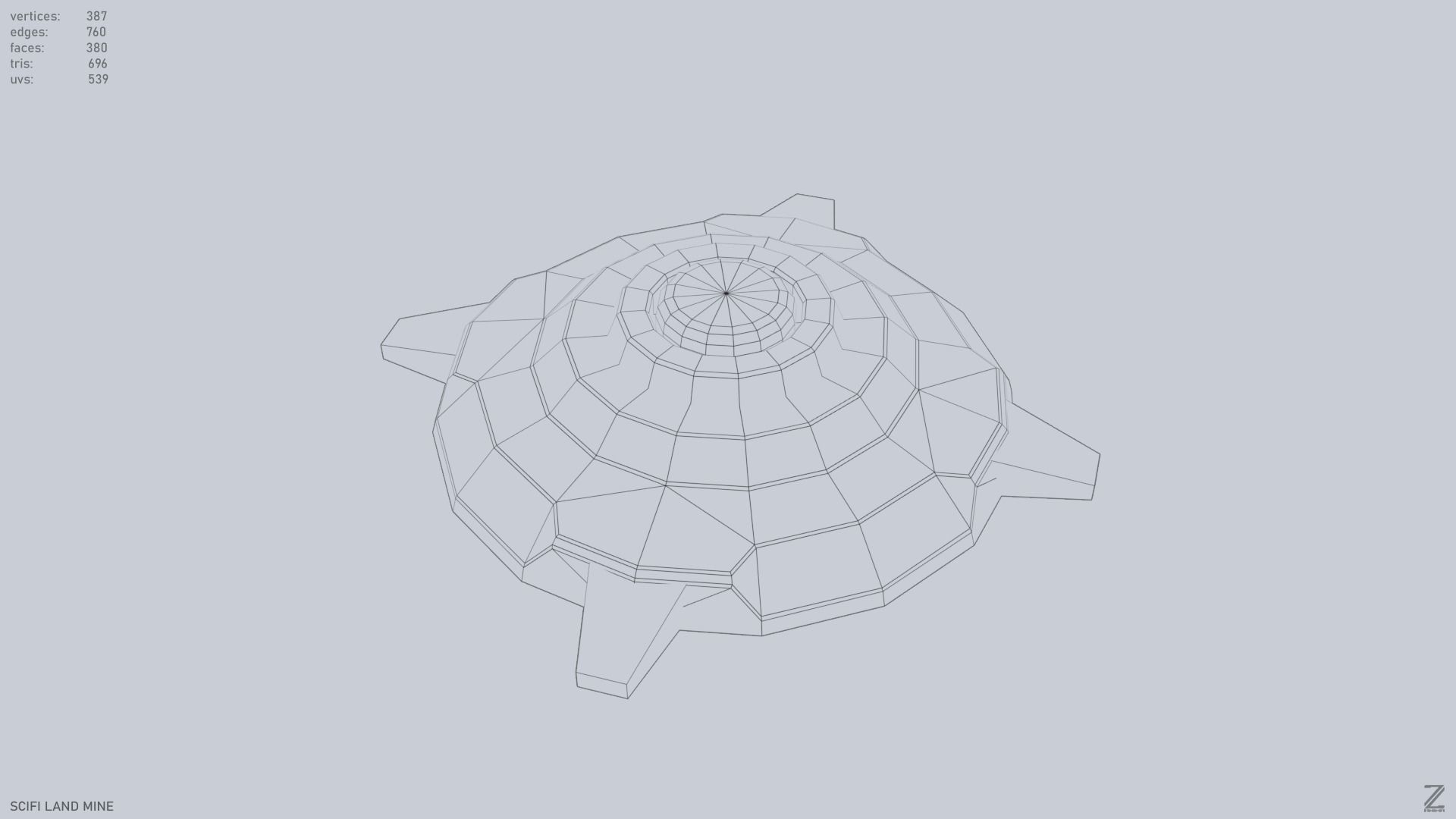 Sci fi land mine Low-poly 3D model_10