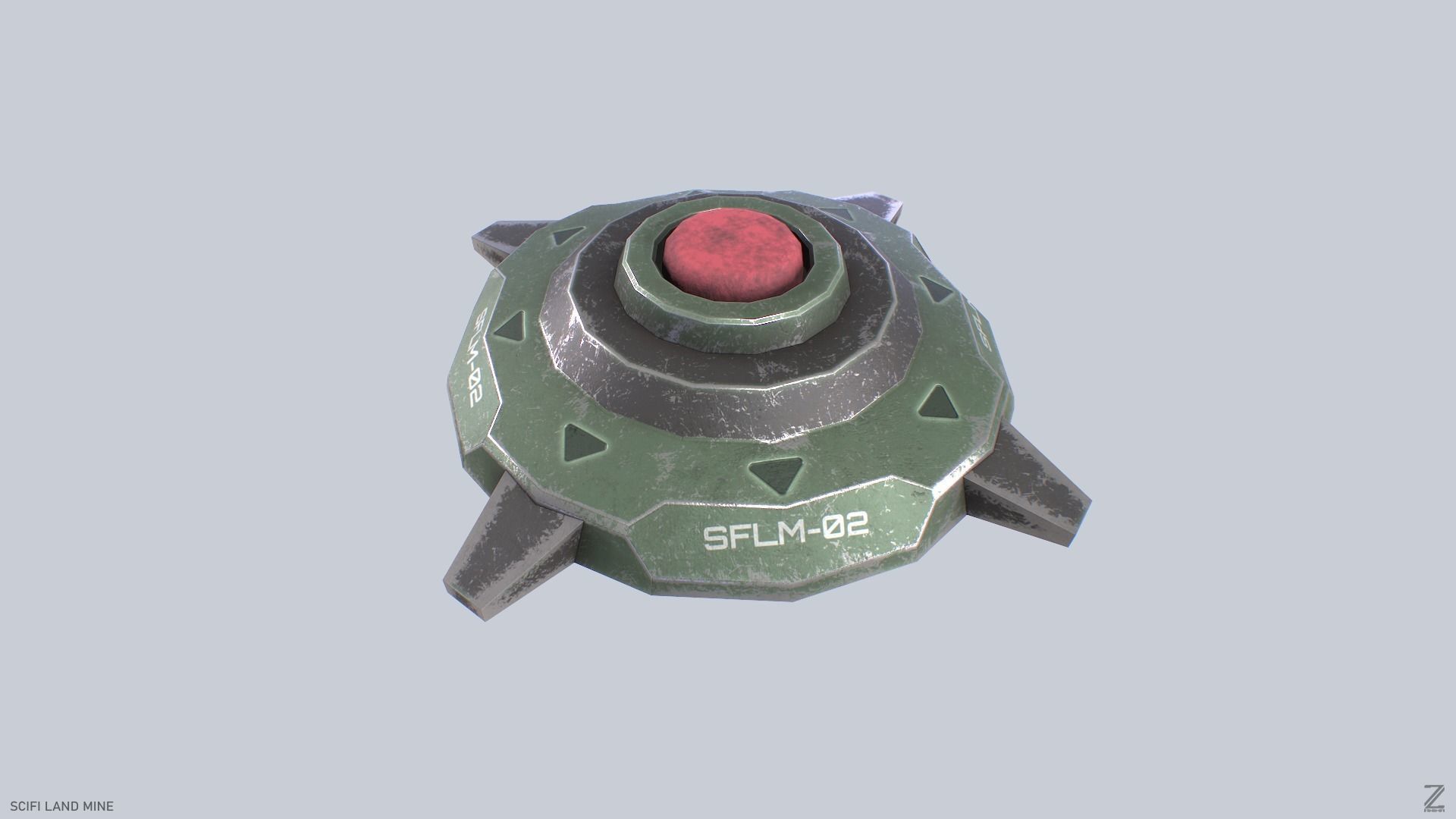 Sci fi land mine Low-poly 3D model_6