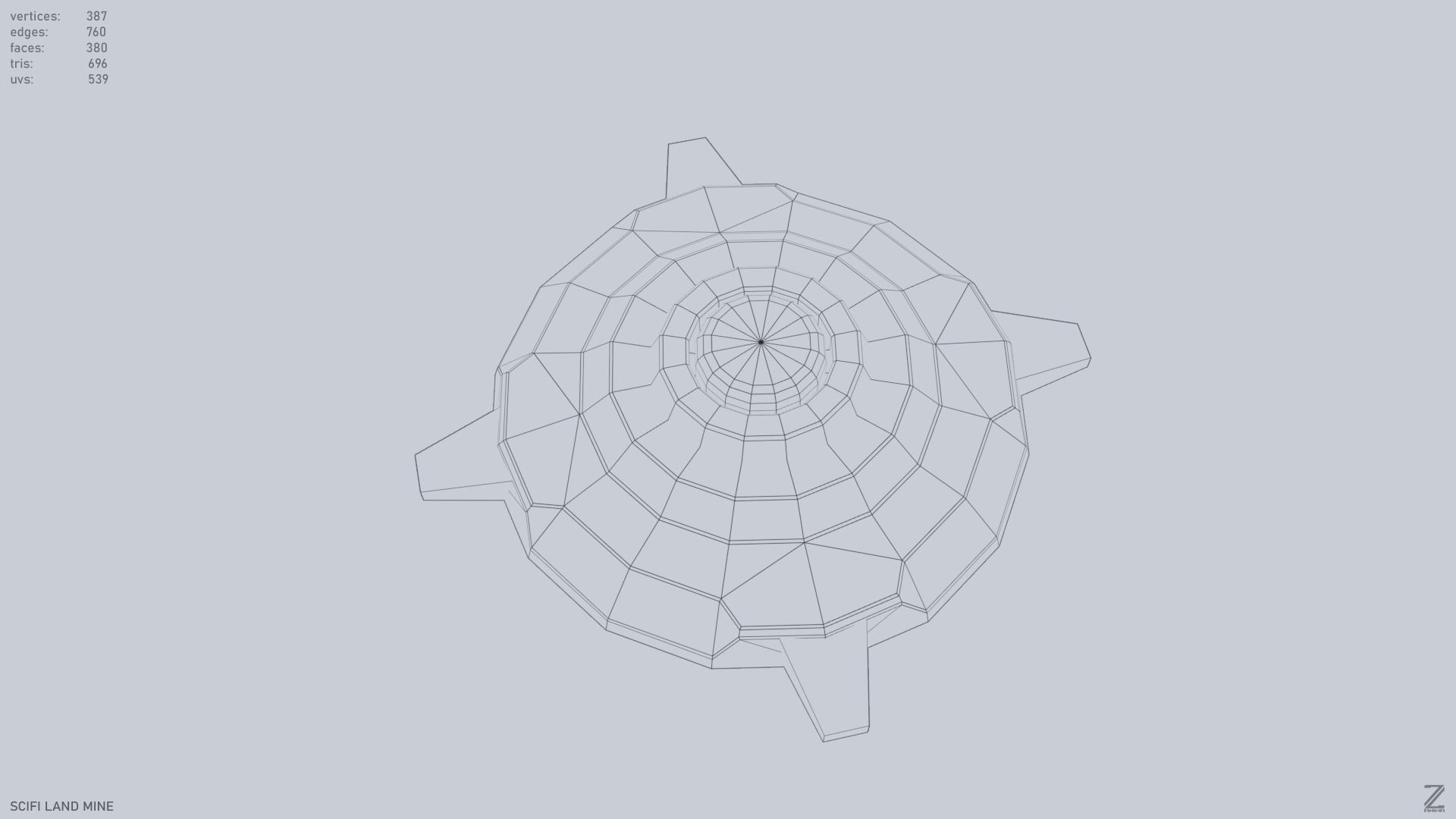 Sci fi land mine Low-poly 3D model_9