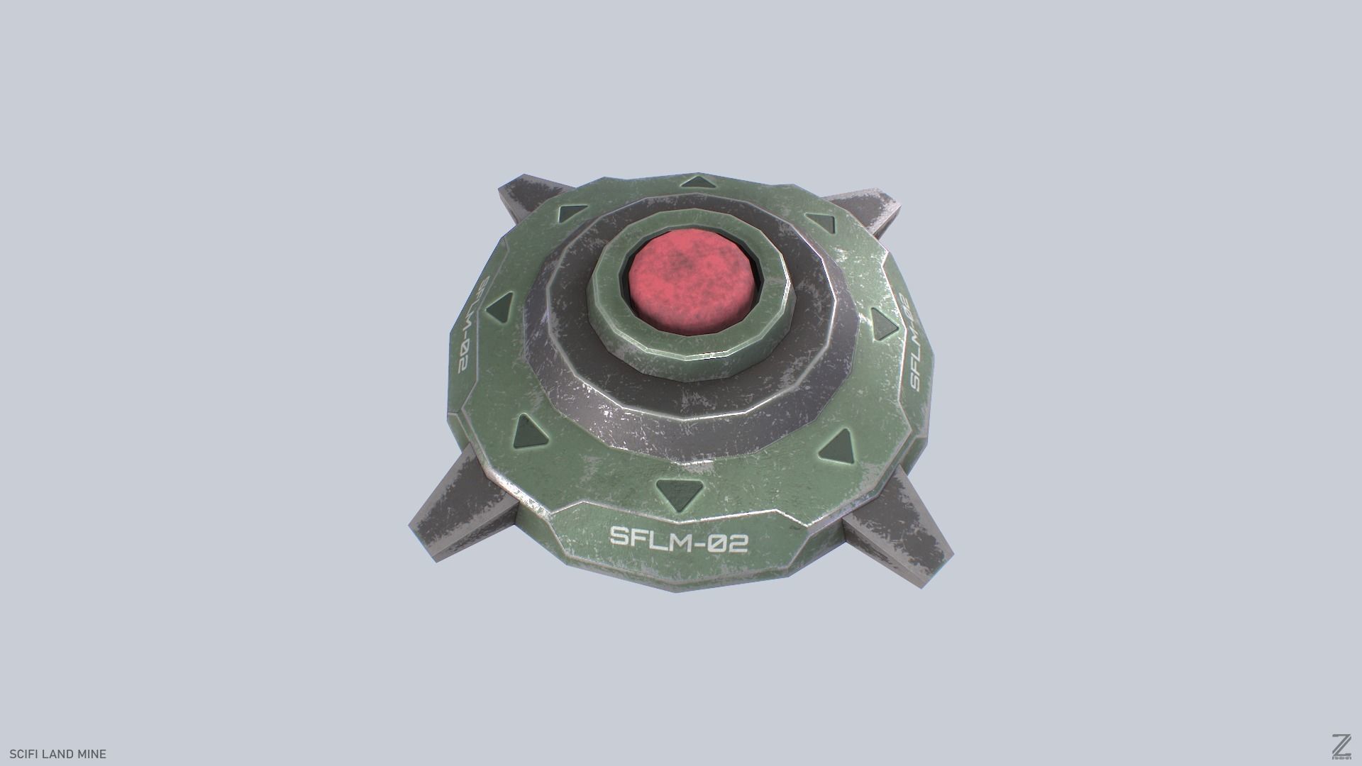 Sci fi land mine Low-poly 3D model_4