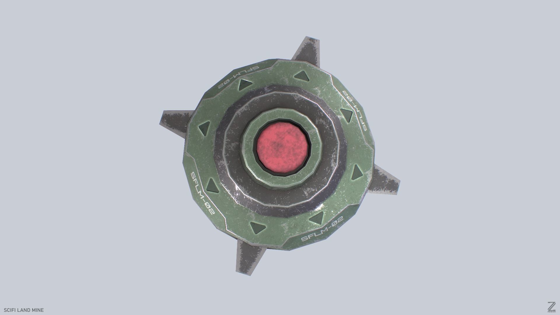 Sci fi land mine Low-poly 3D model_2