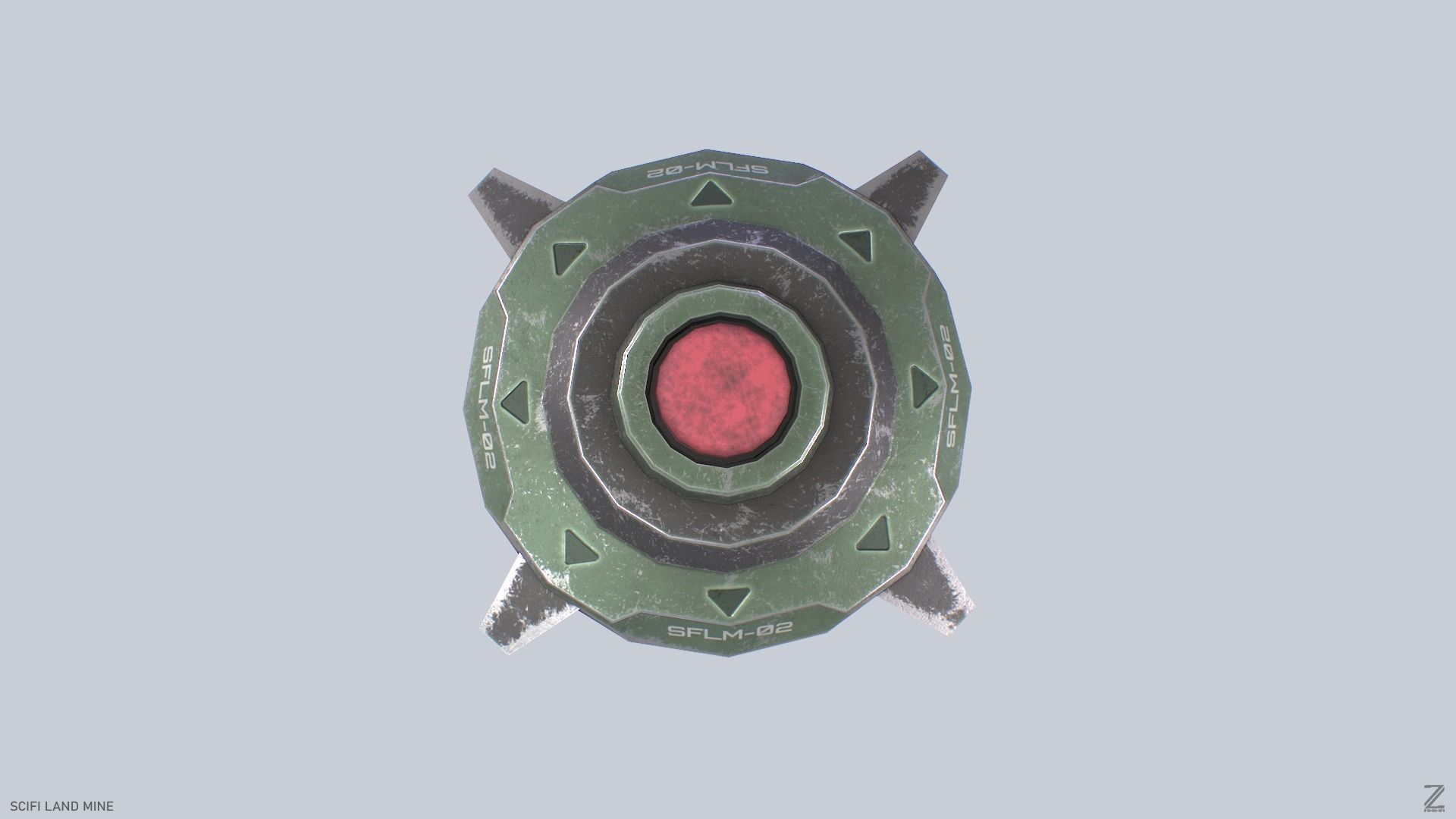 Sci fi land mine Low-poly 3D model_7