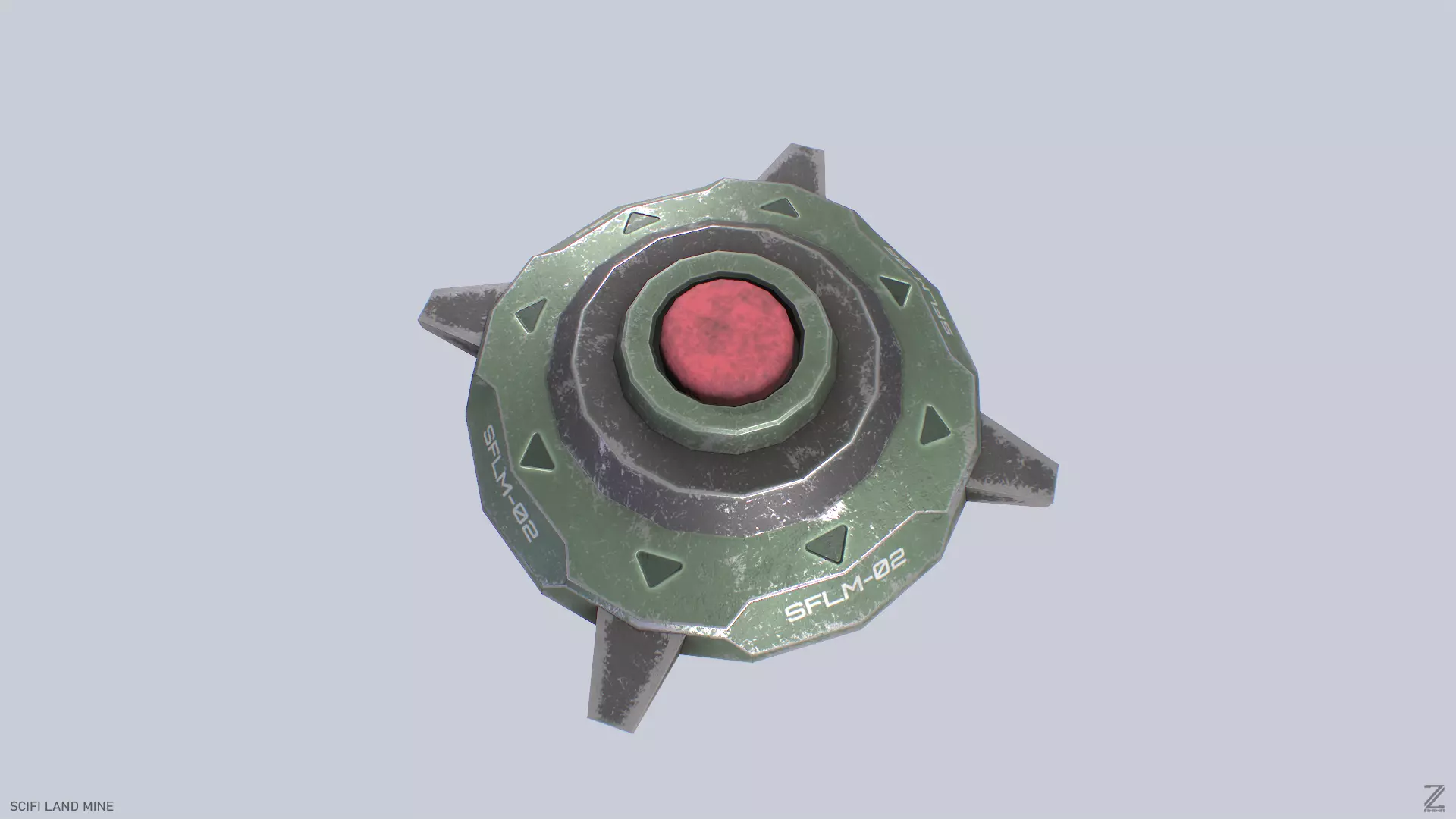 Sci fi land mine Low-poly 3D model_0