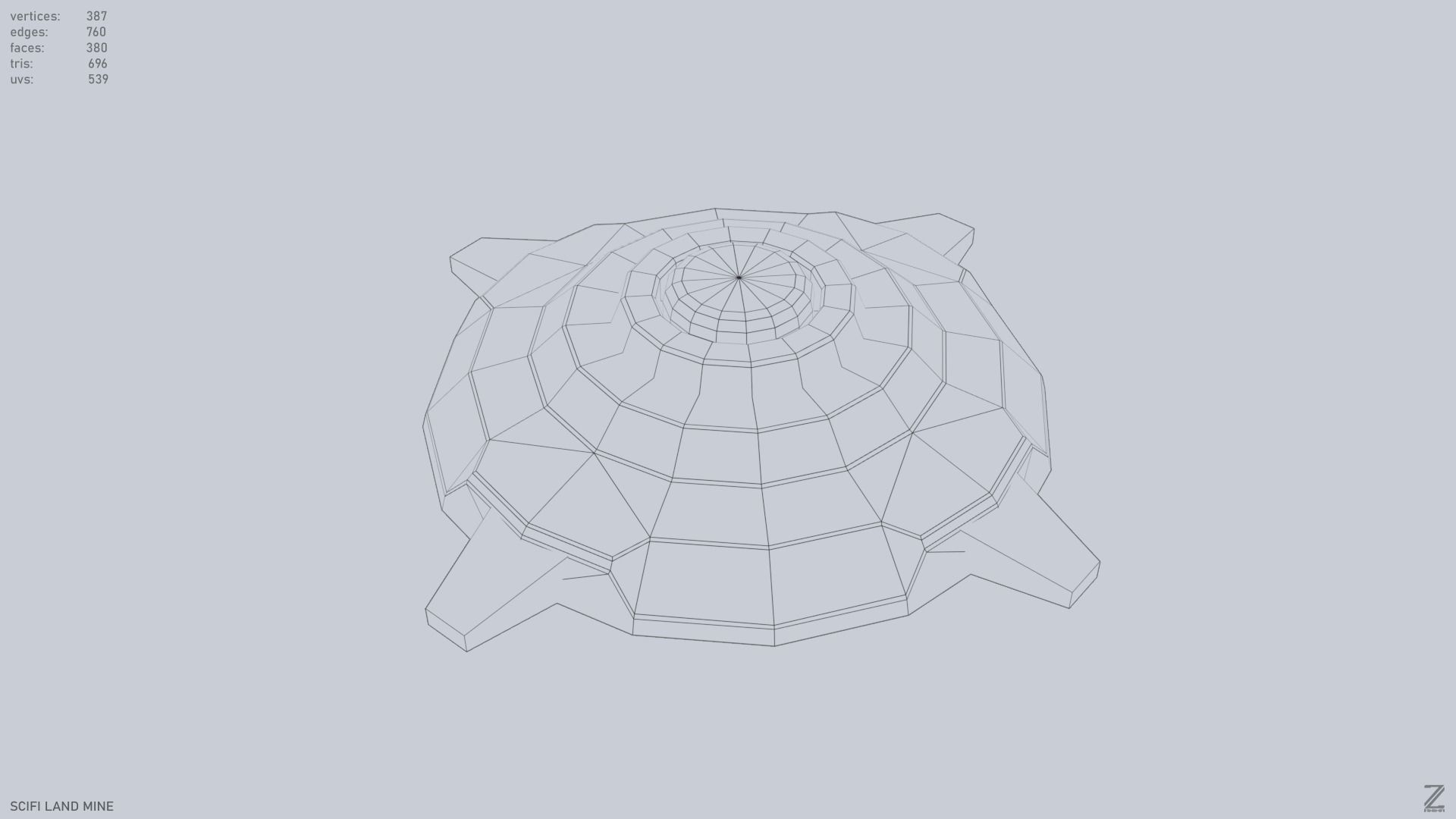 Sci fi land mine Low-poly 3D model_12