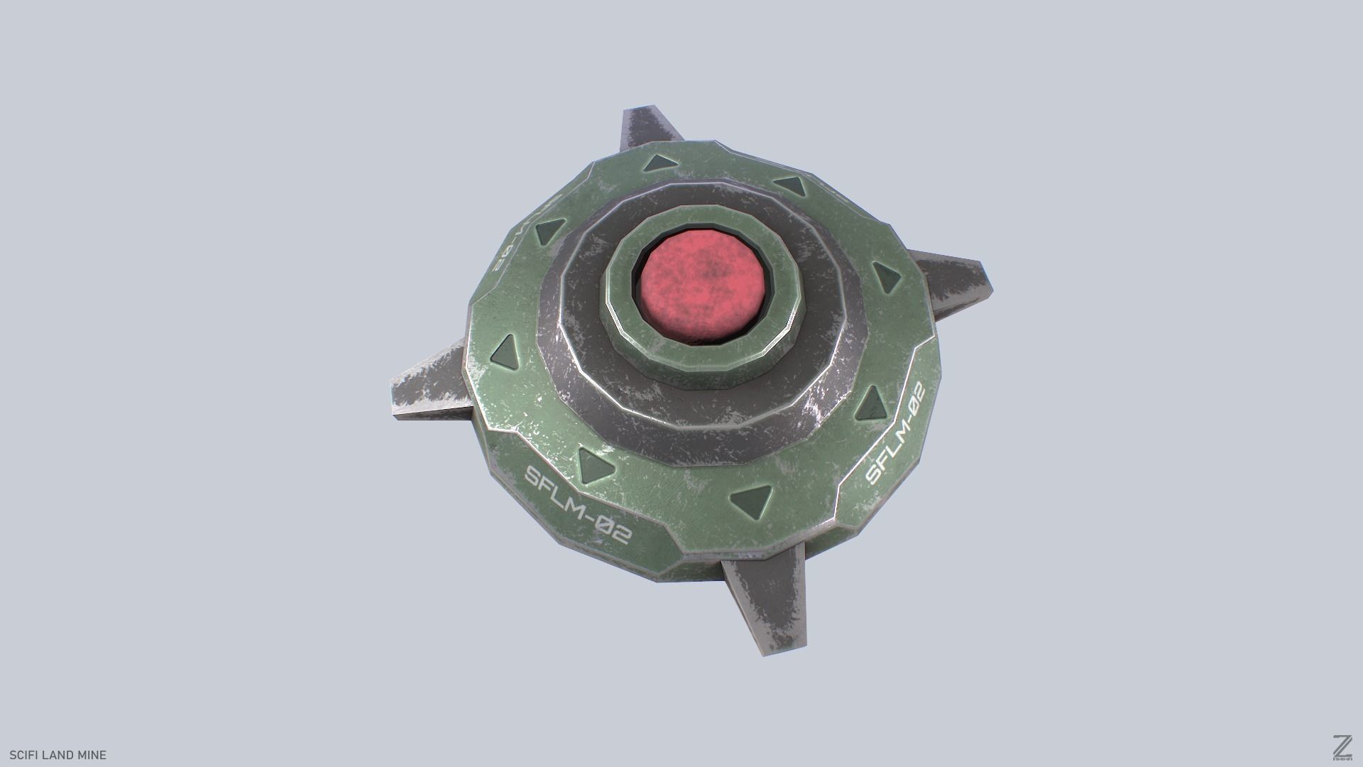 Sci fi land mine Low-poly 3D model_8