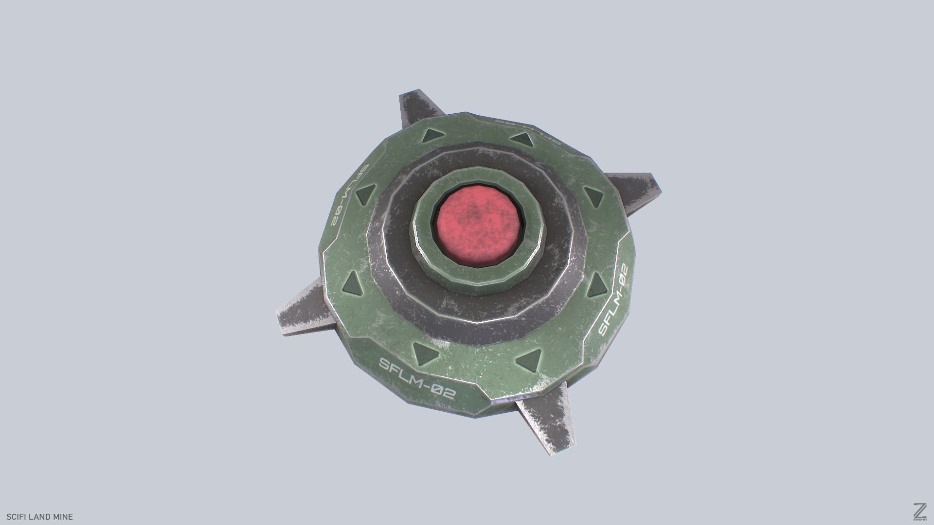 Sci fi land mine Low-poly 3D model_5