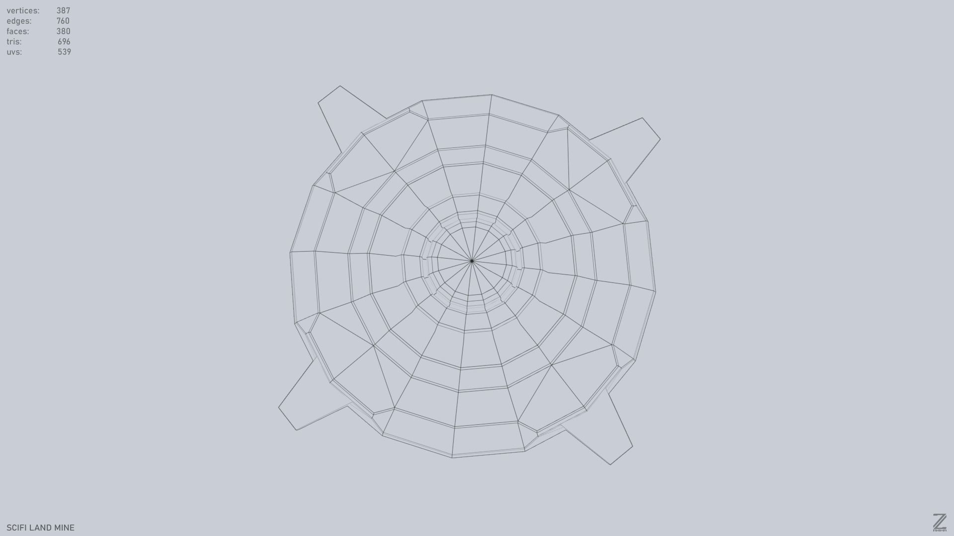 Sci fi land mine Low-poly 3D model_11