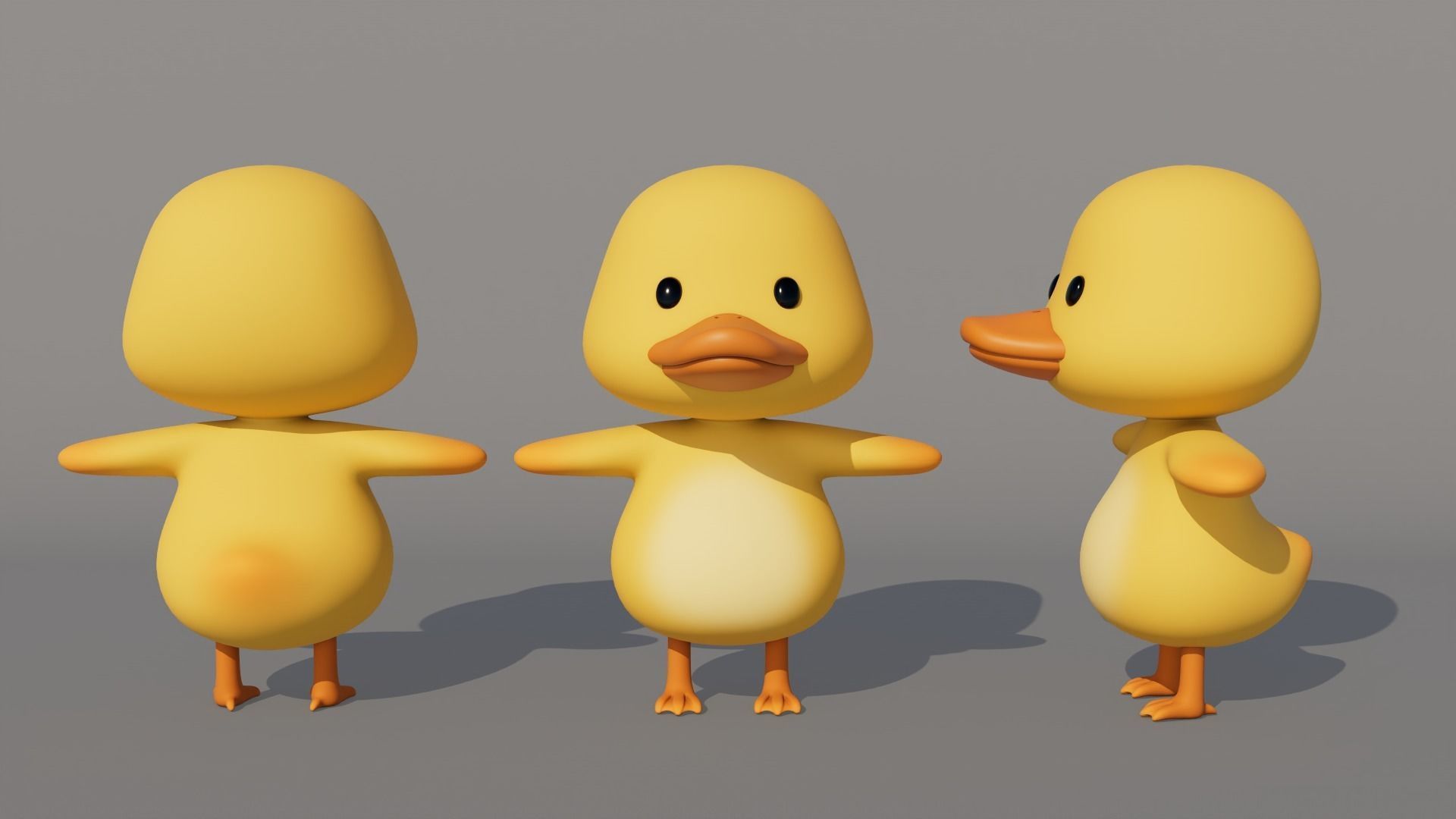 Rigged Cartoon Duck Low-poly 3D model_2