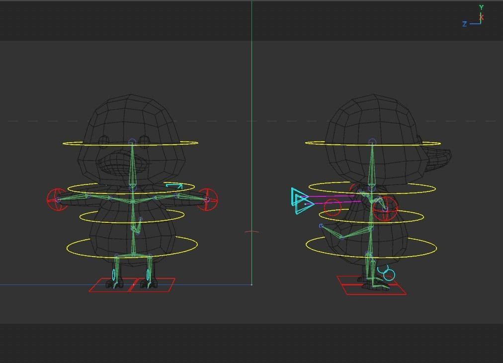 Rigged Cartoon Duck Low-poly 3D model_7