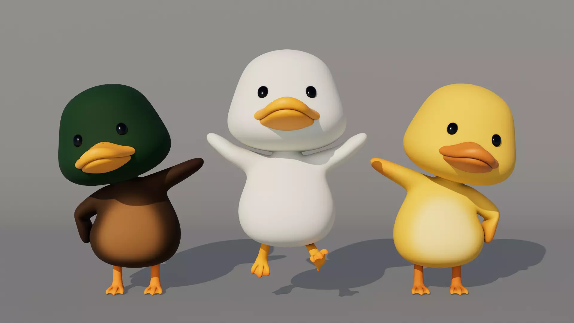 Rigged Cartoon Duck Low-poly 3D model_0