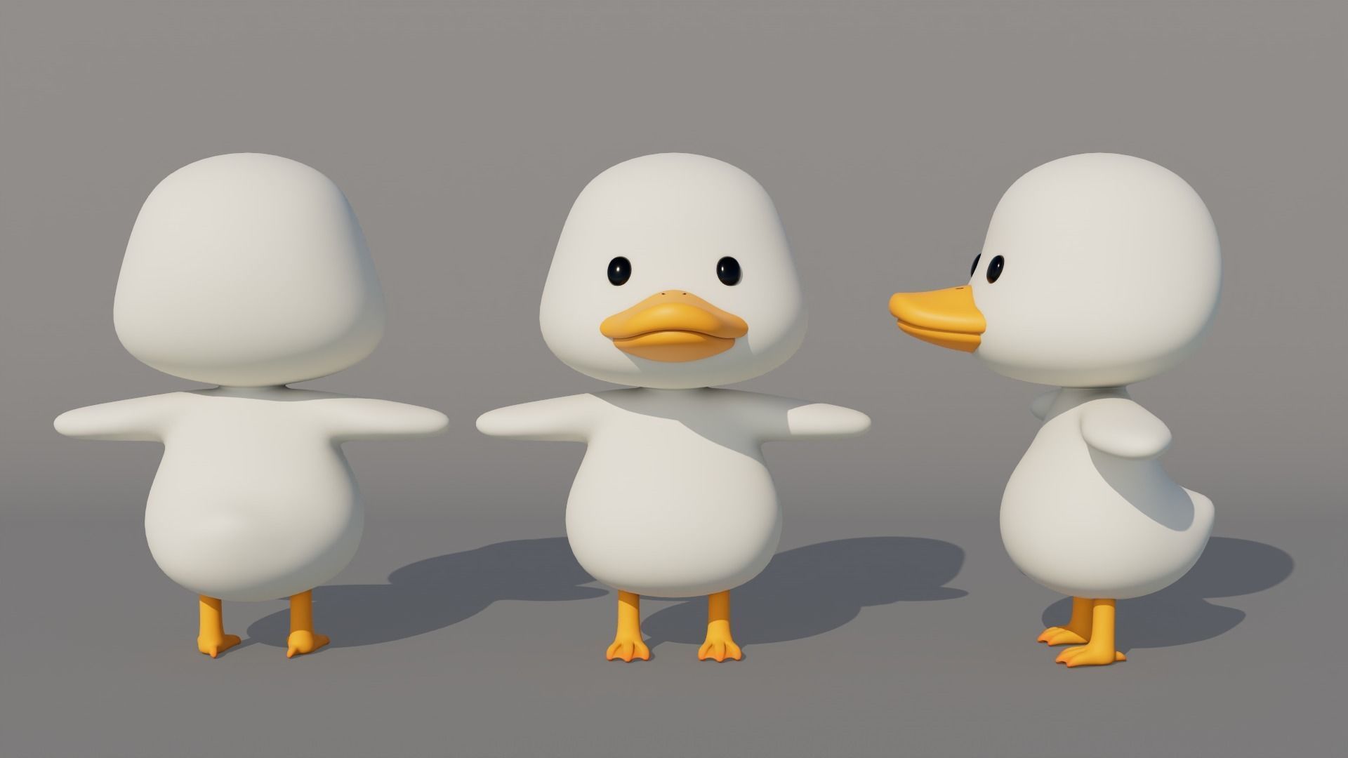 Rigged Cartoon Duck Low-poly 3D model_3
