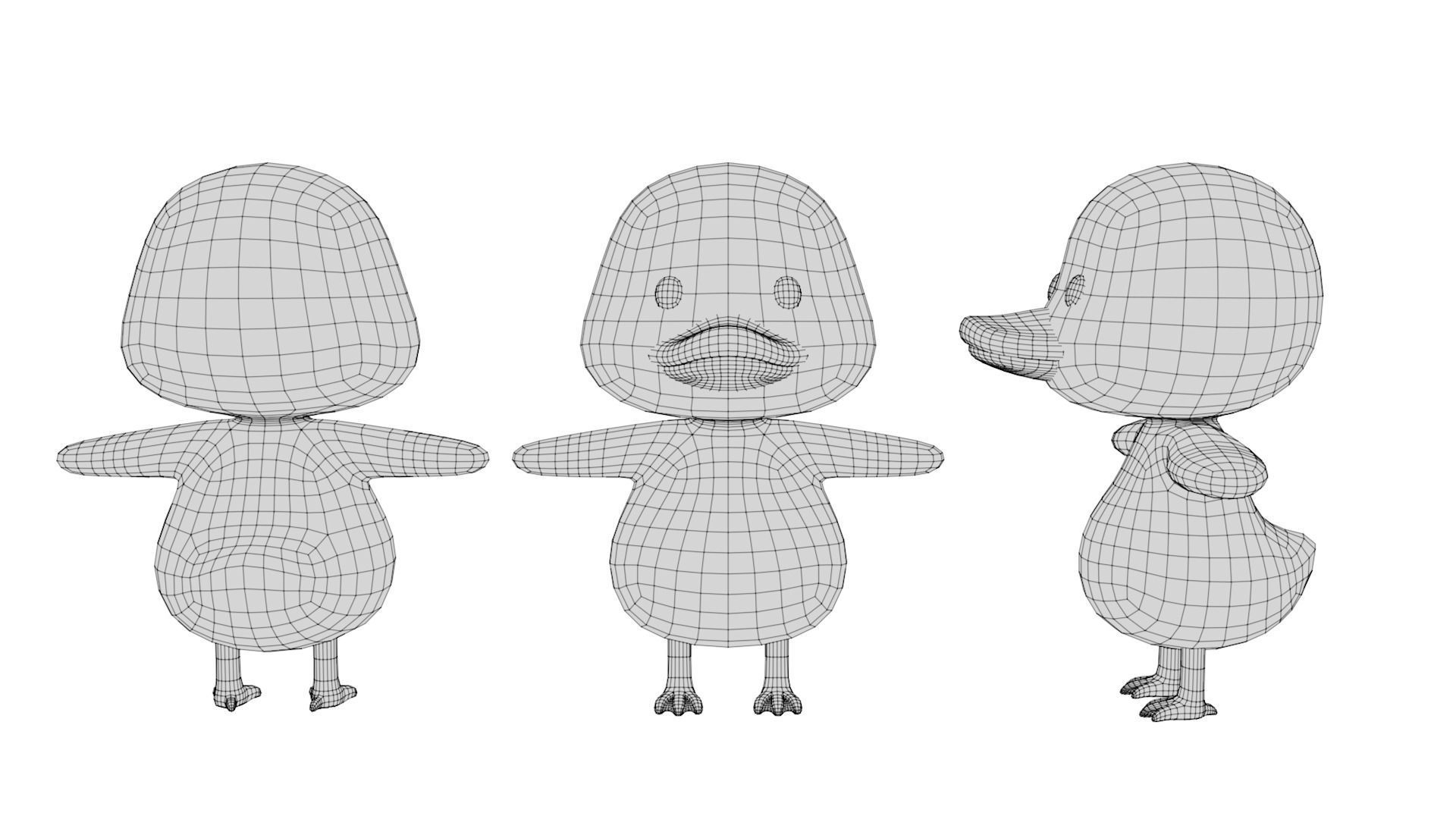 Rigged Cartoon Duck Low-poly 3D model_5