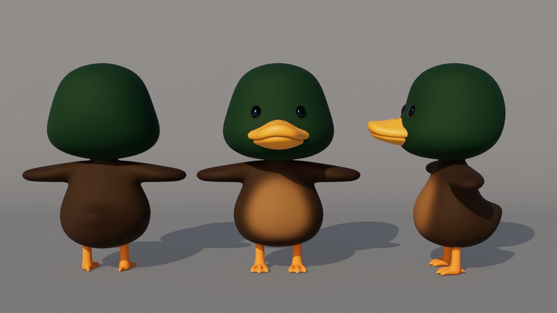 Rigged Cartoon Duck Low-poly 3D model_4